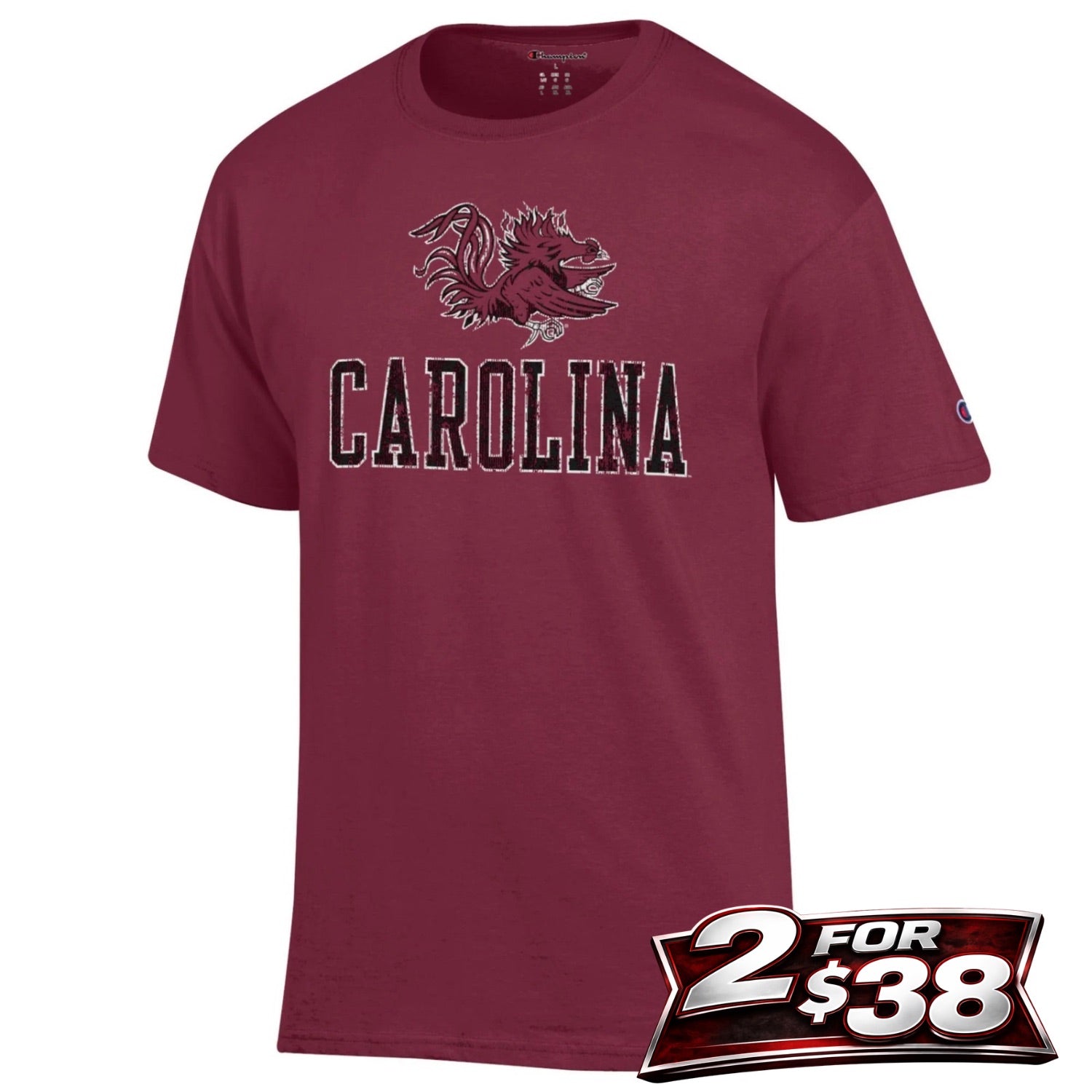 SOUTH CAROLINA GAMECOCKS GARNET GAMECOCK OVER CAROLINA TEE