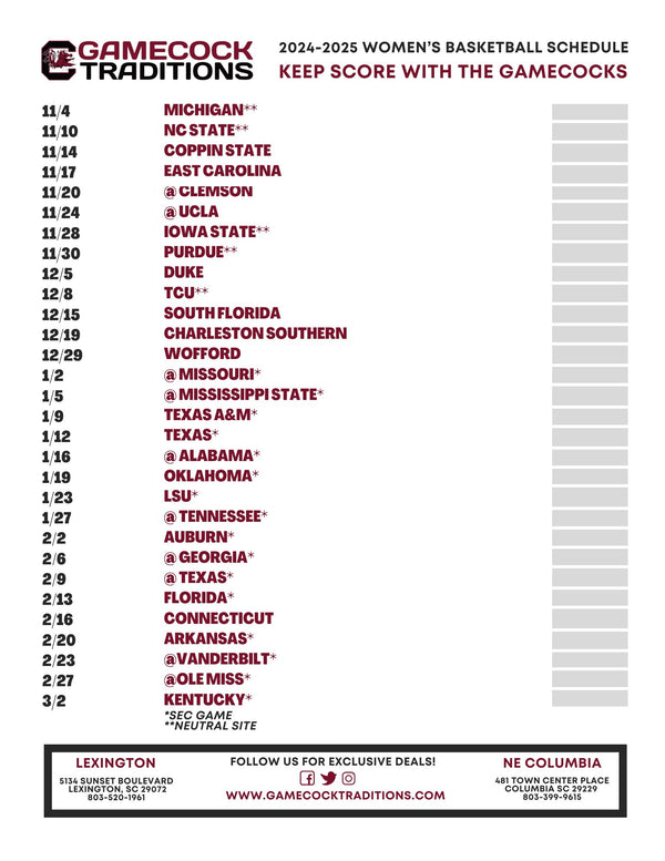 Printable 2024 2025 South Carolina Women s Basketball Schedule printable-2024-2025-south-carolina-women-s-basketball-schedule