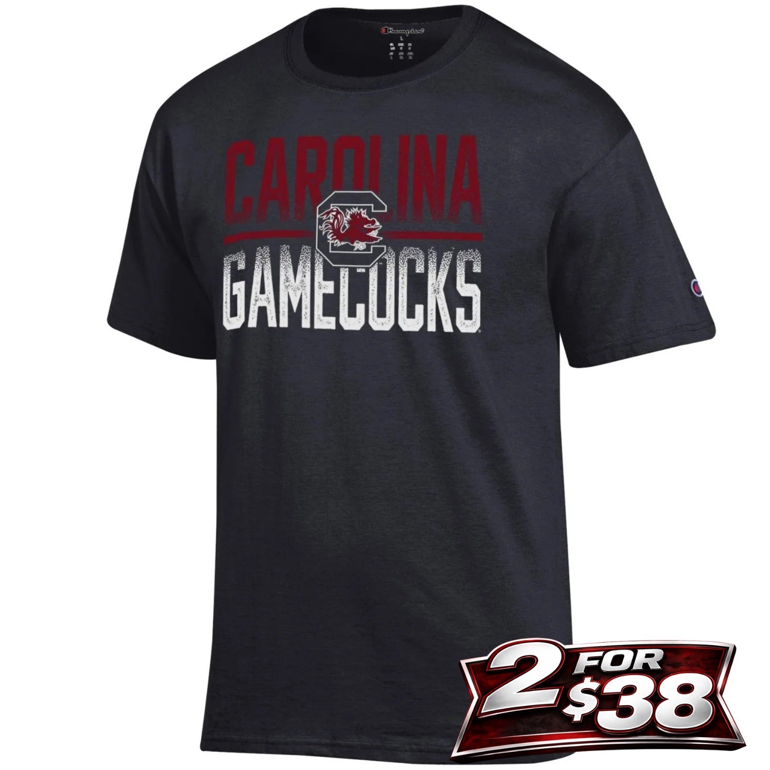 SOUTH CAROLINA GAMECOCKS BLACK BAR WITH BLOCK C TEE