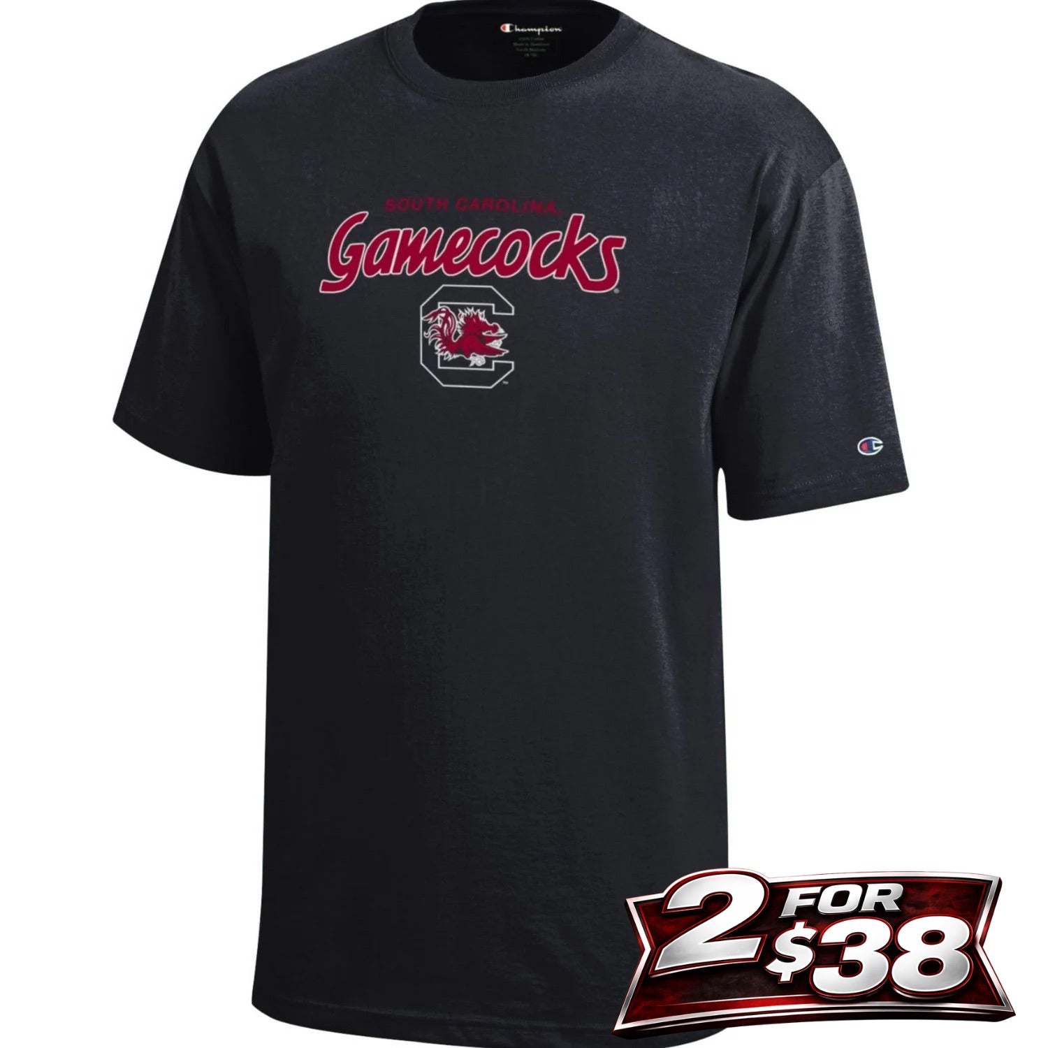 SOUTH CAROLINA GAMEOCKS CHAMPION BLACK YOUTH GAMECOCKS TEE