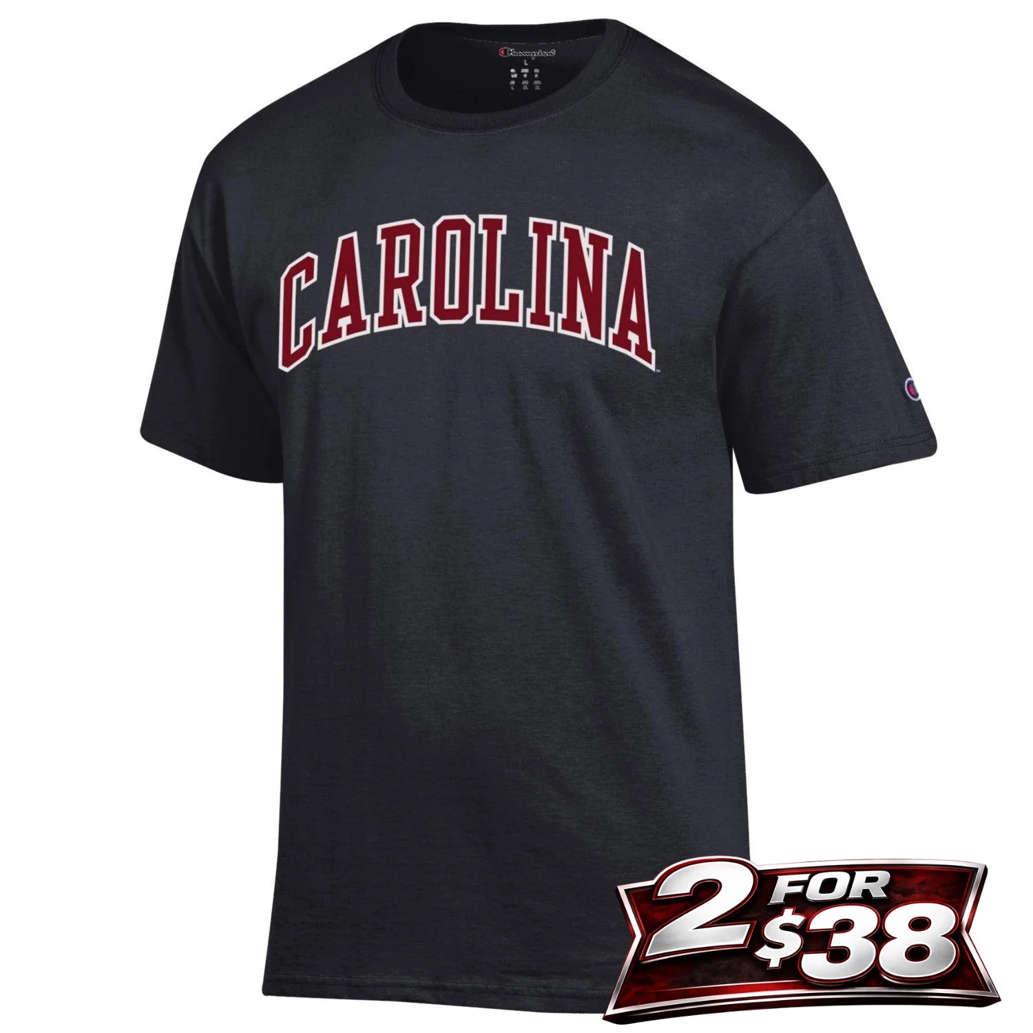 BLACK ARCH CAROLINA CHAMPION T-SHIRT