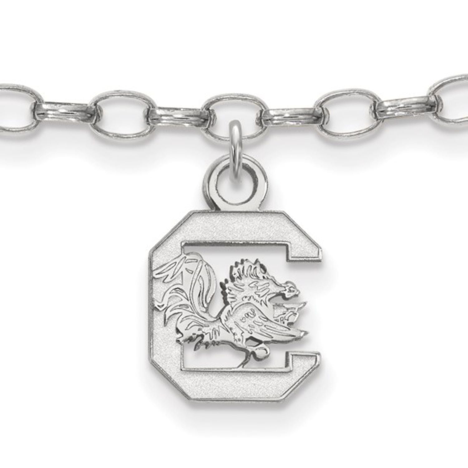 SOUTH CAROLINA 9 INCH STERLING SILVER BLOCK C ANKLET