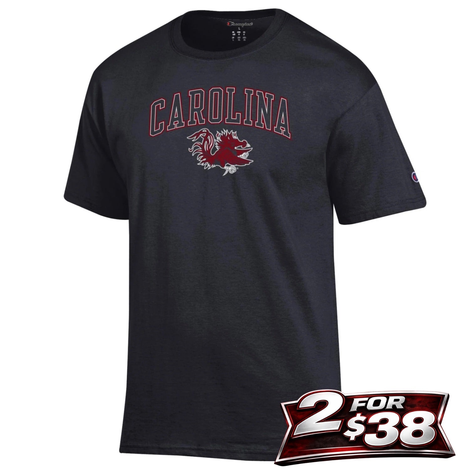 SOUTH CAROLINA GAMECOCKS BLACK ARCH CAROLINA WITH GAMECOCK TEE