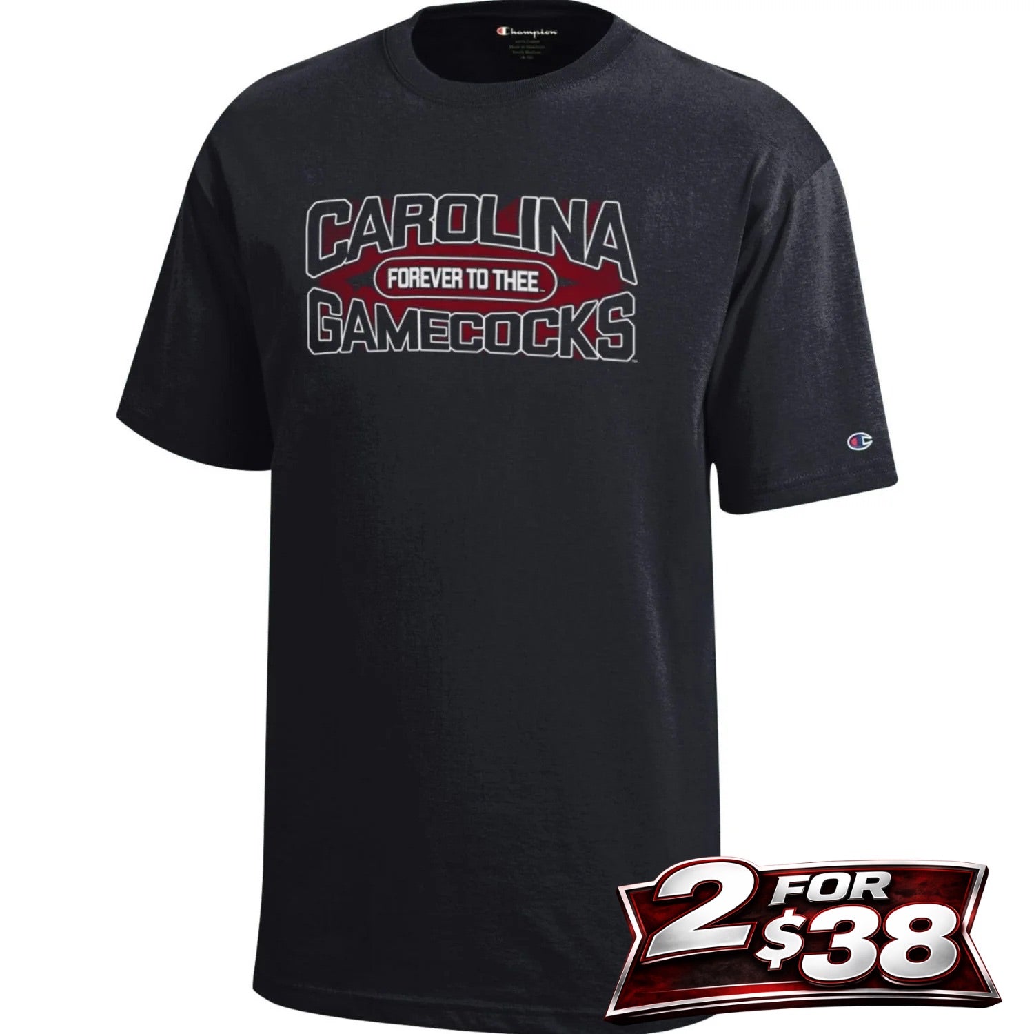 SOUTH CAROLINA GAMECOCKS CHAMPION BLACK YOUTH FOREVER TO THEE TEE