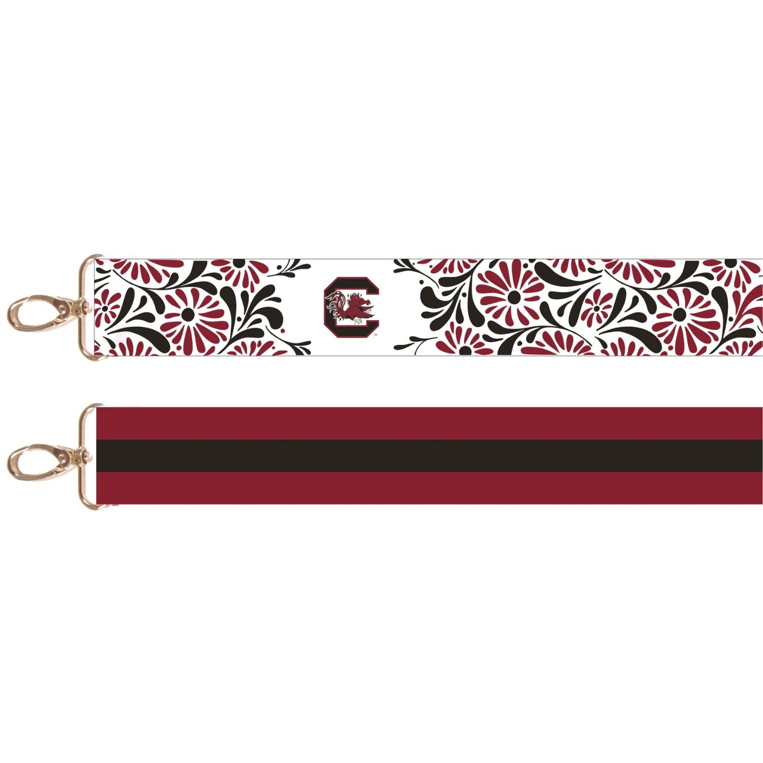 SOUTH CAROLINA GAMECOCKS GARNET/BLACK FLORAL PURSE STRAP
