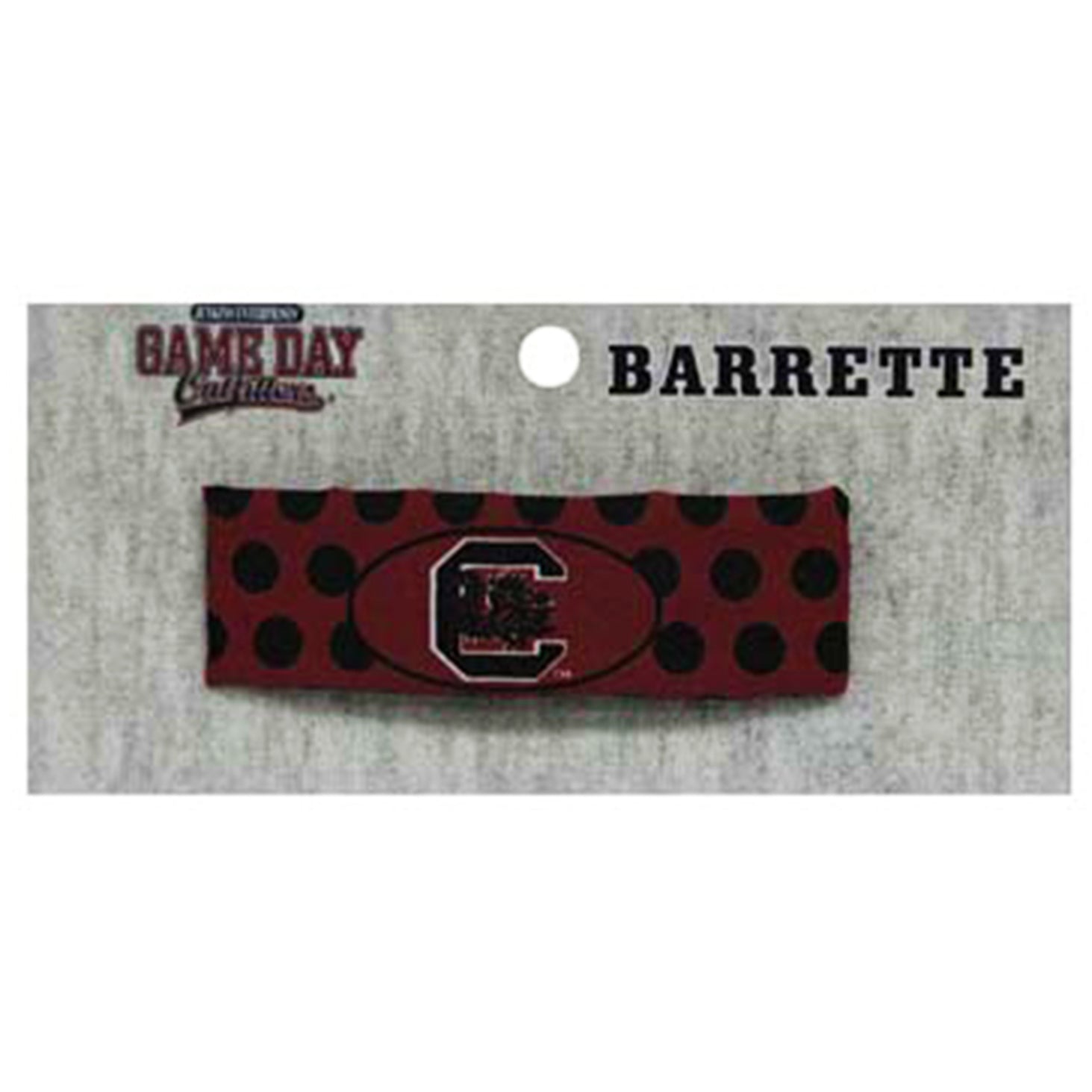SOUTH CAROLINA GARNET AND BLACK BLOCK C HAIR BARRETTE
