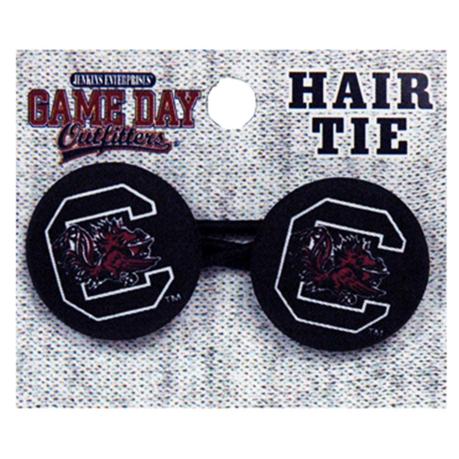 SOUTH CAROLINA BLACK AND GARNET BLOCK C HAIR TIE