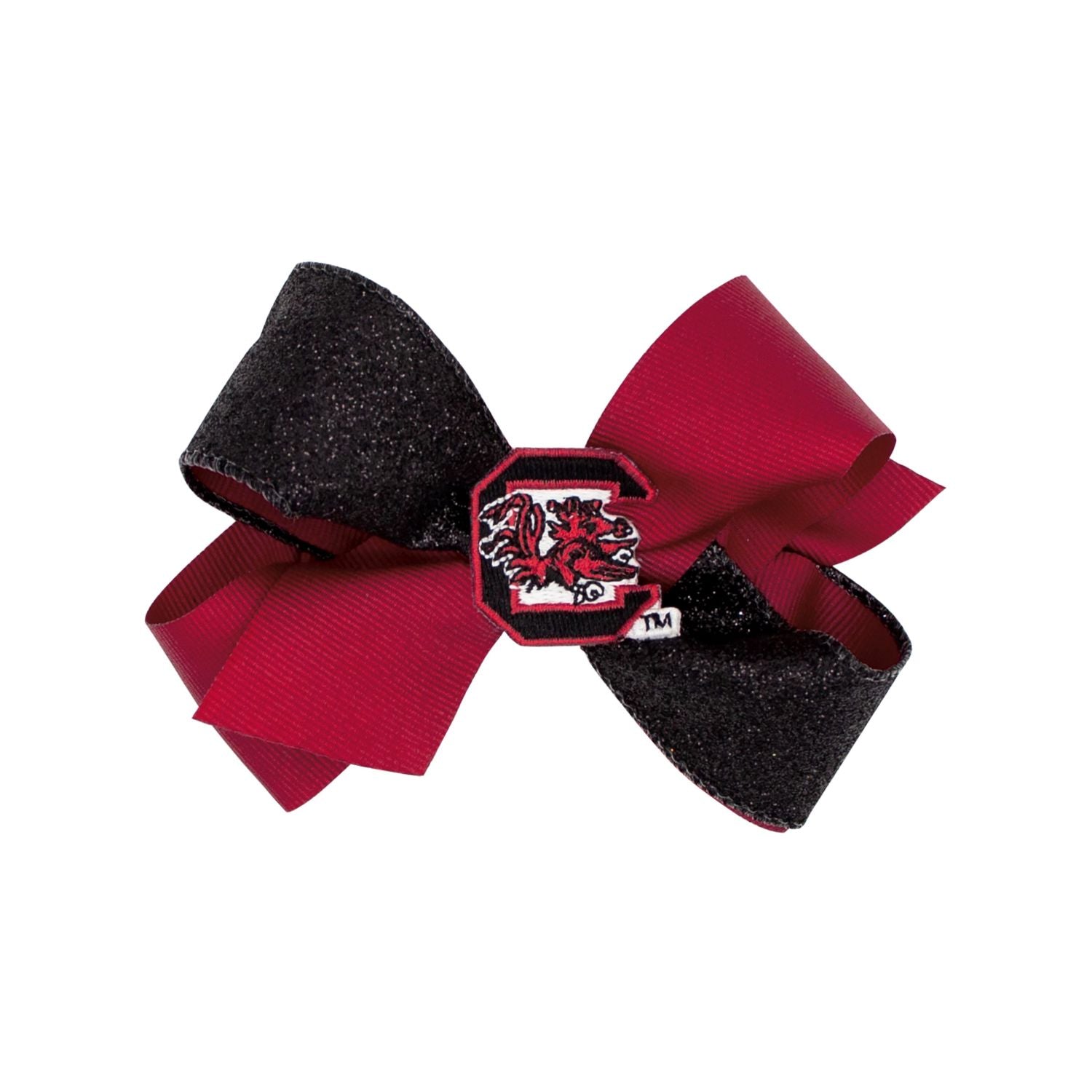 SOUTH CAROLINA GAMECOCKS MEDIUM BLACK/GARNET GLITTER WITH C BLOCK BOW