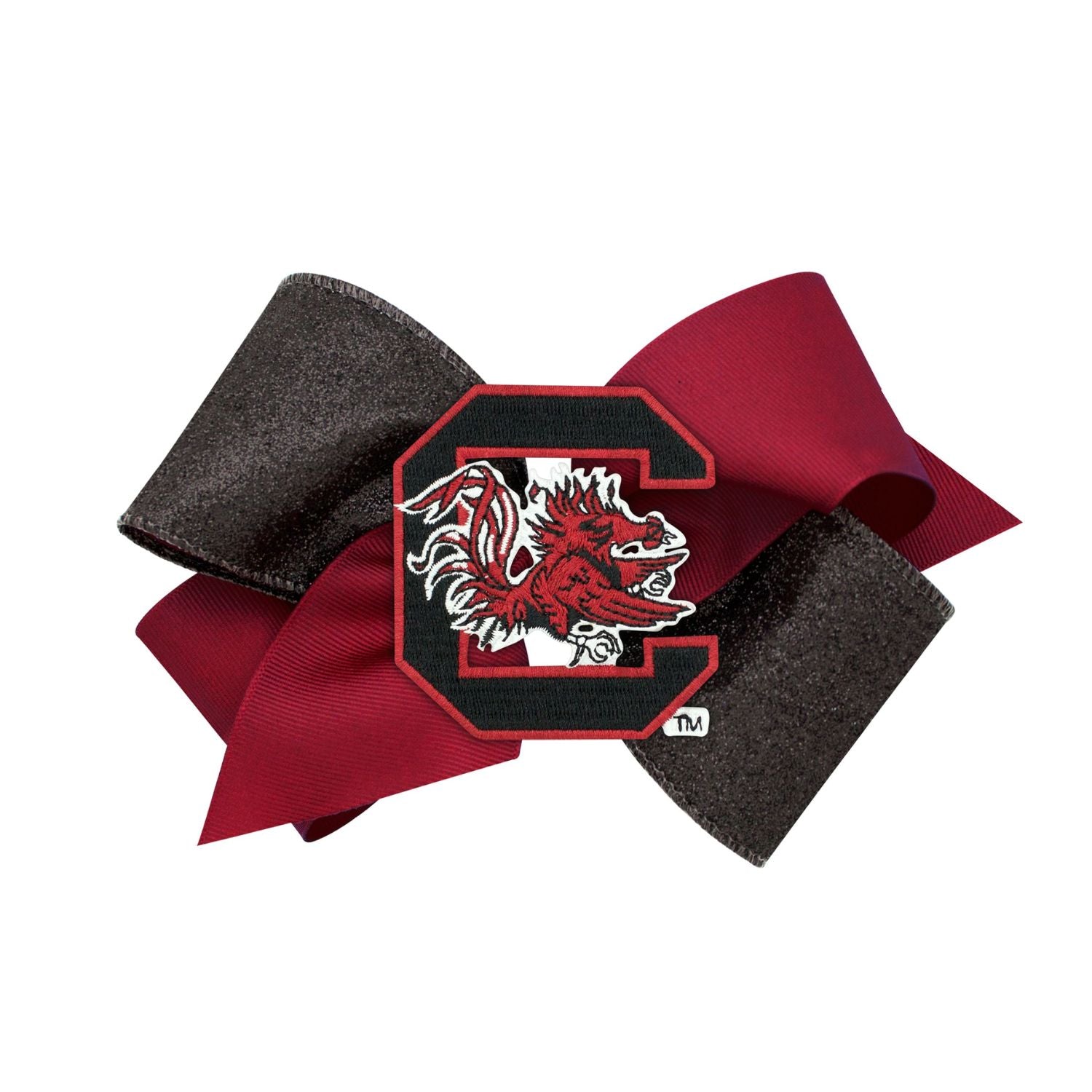 SOUTH CAROLINA GAMECOCKS KING GARNET/BLACK C BLOCK GLITTER BOW