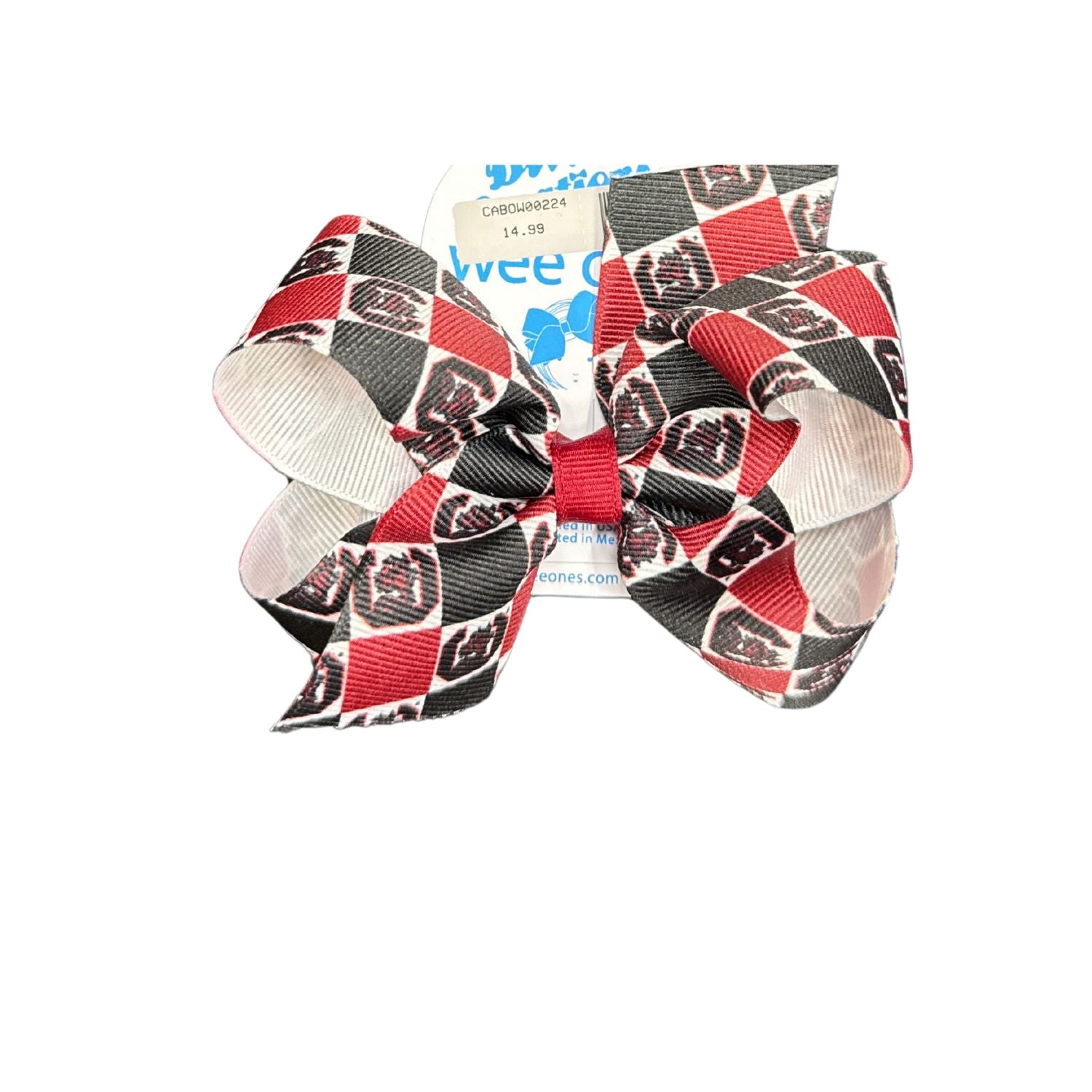 SOUTH CAROLINA GAMECOCKS MEDIUM GARNET/BLACK CHECKERED BOW