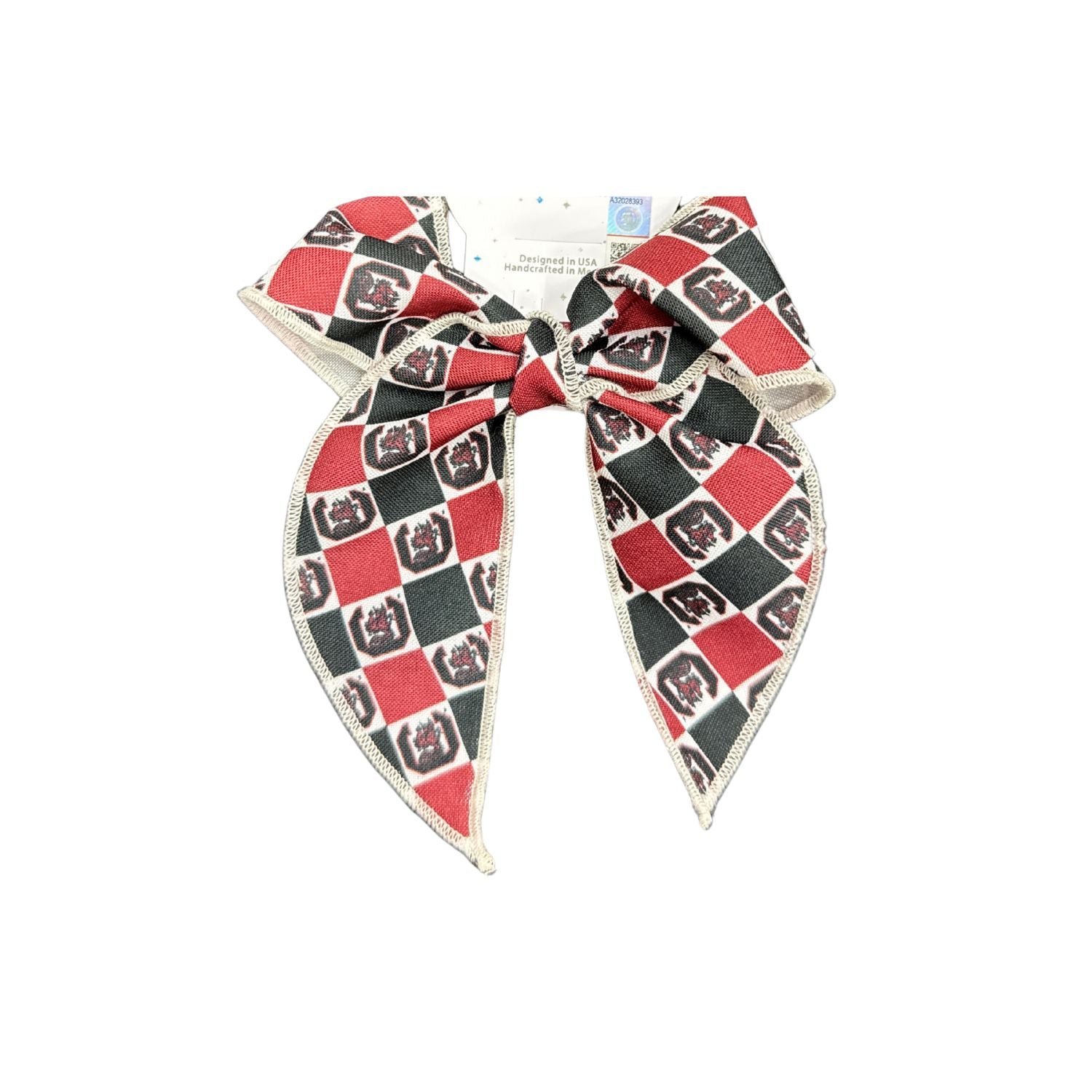 SOUTH CAROLINA GAMECOCKS MEDIUM GARNET/BLACK CHECKERED BOW