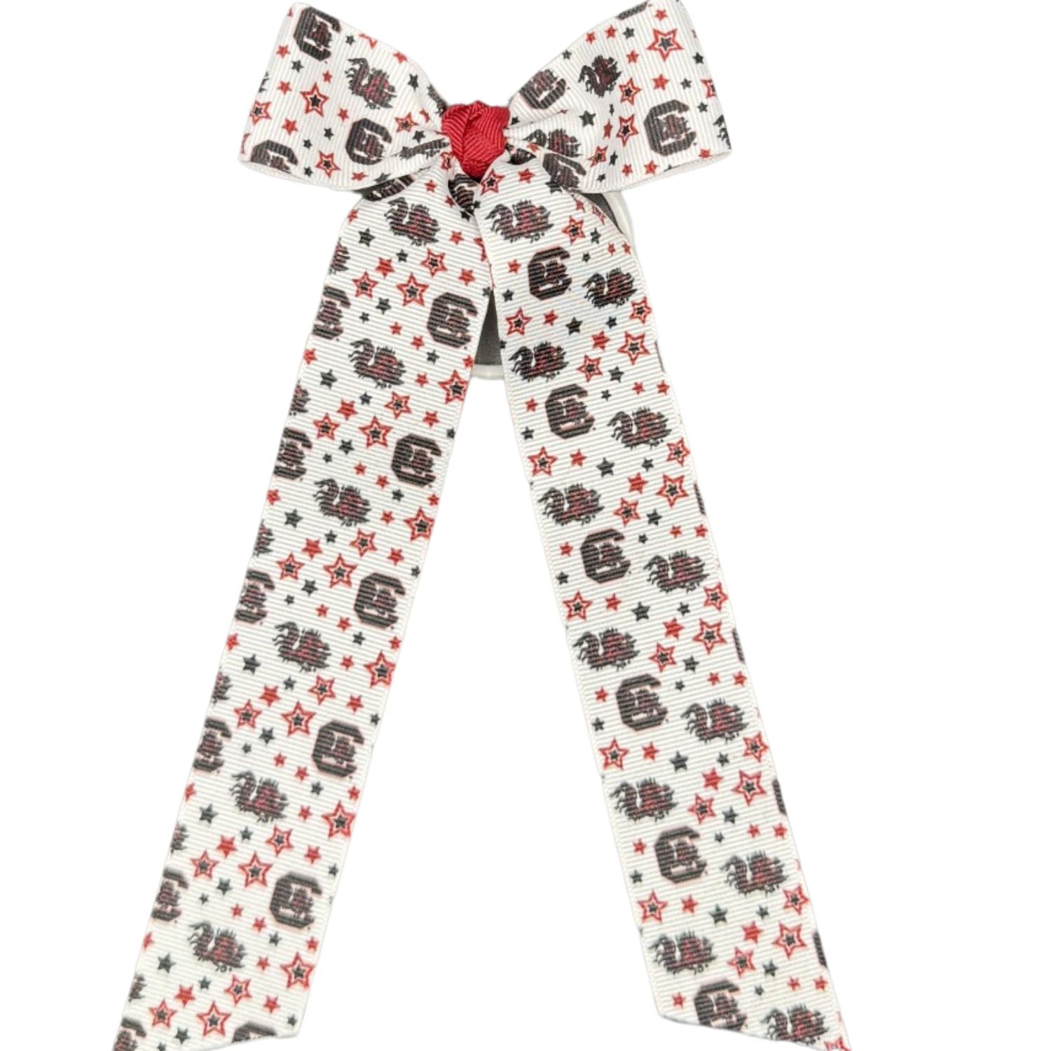 SOUTH CAROLINA GAMECOCKS WHITE STAR BOW WITH STREAMERS