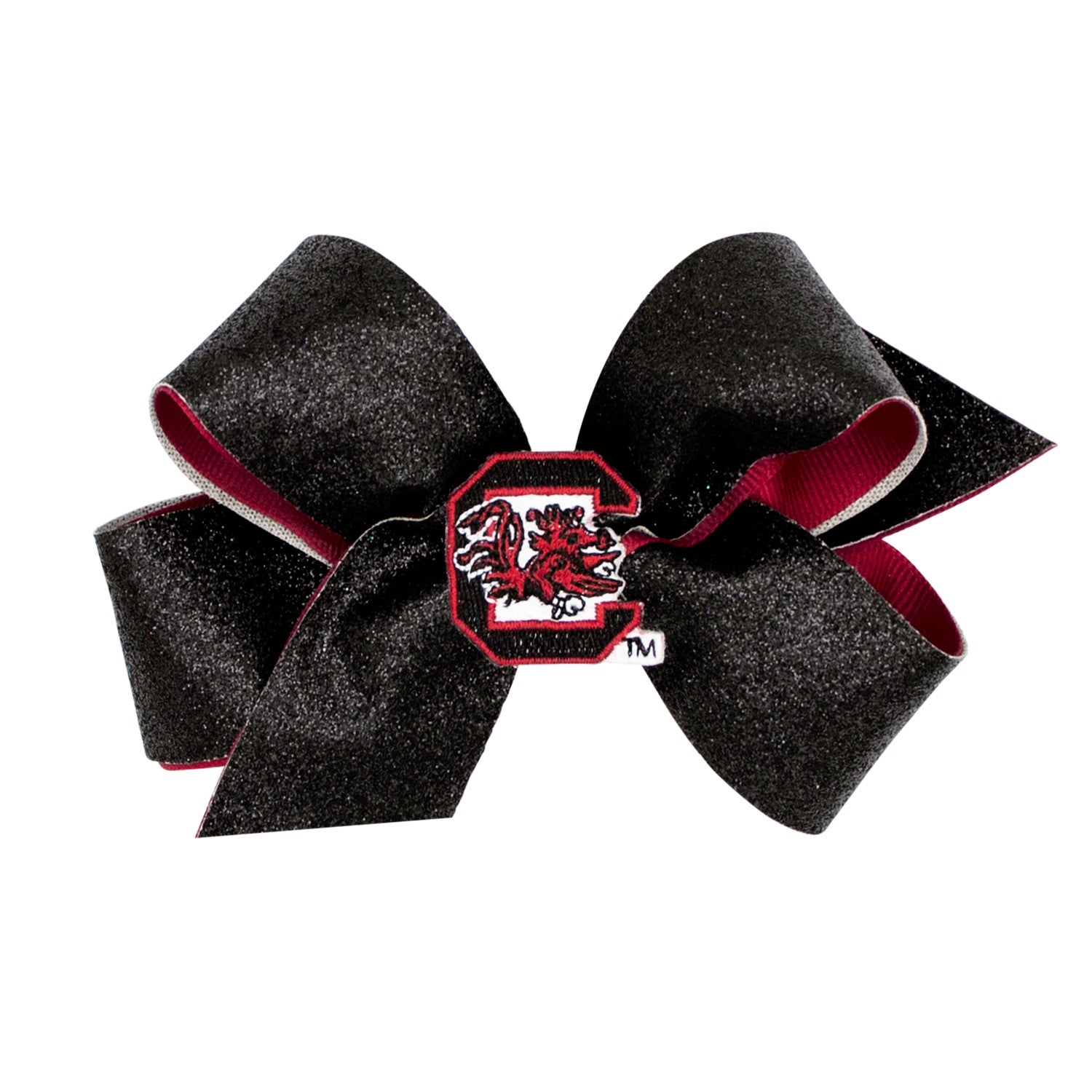 SOUTH CAROLINA GAMECOCKS MEDIUM BLACK GLITTER BOW
