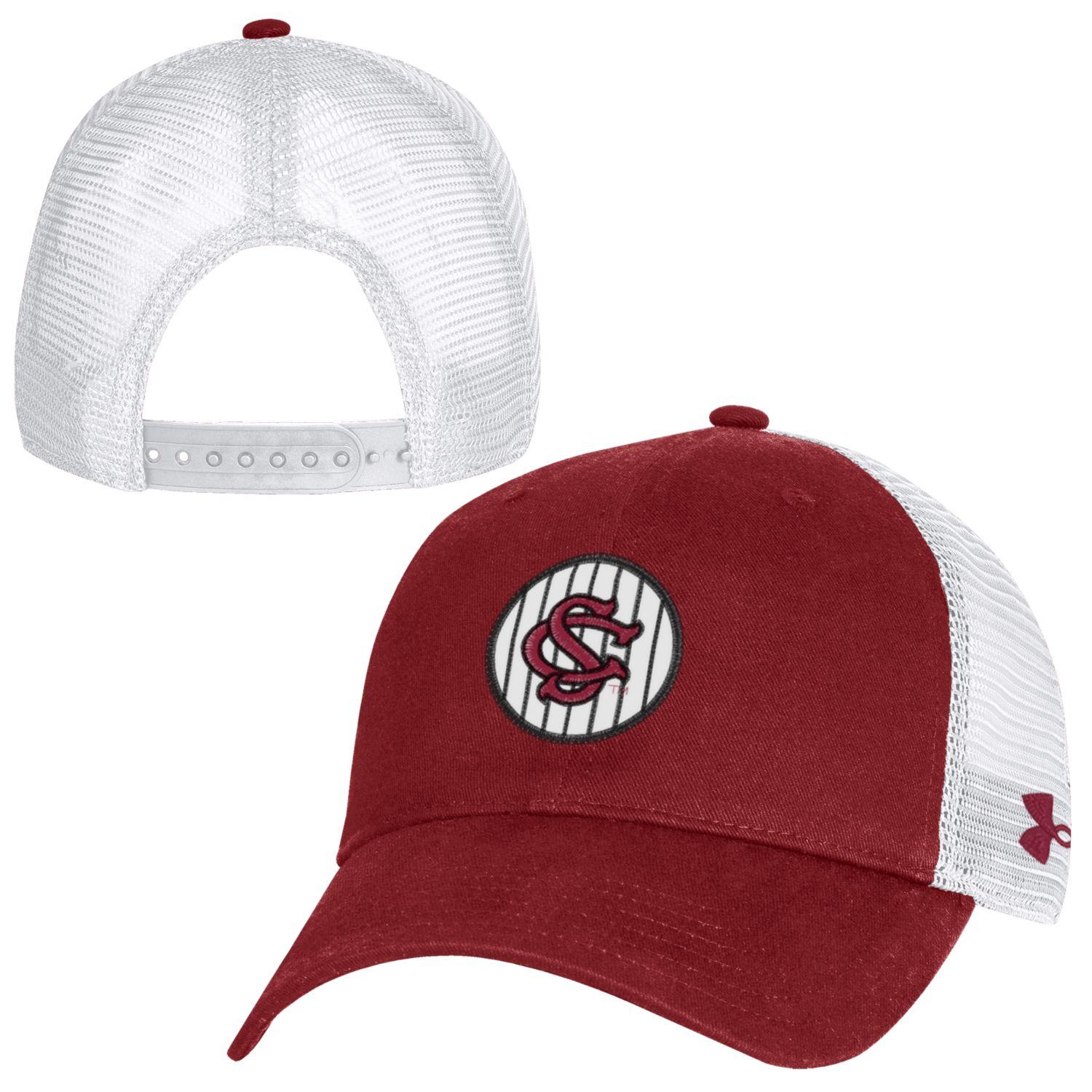 GARNET SOUTH CAROLINA GAMECOCKS BASEBALL PINSTRIPE PATCH UA HAT