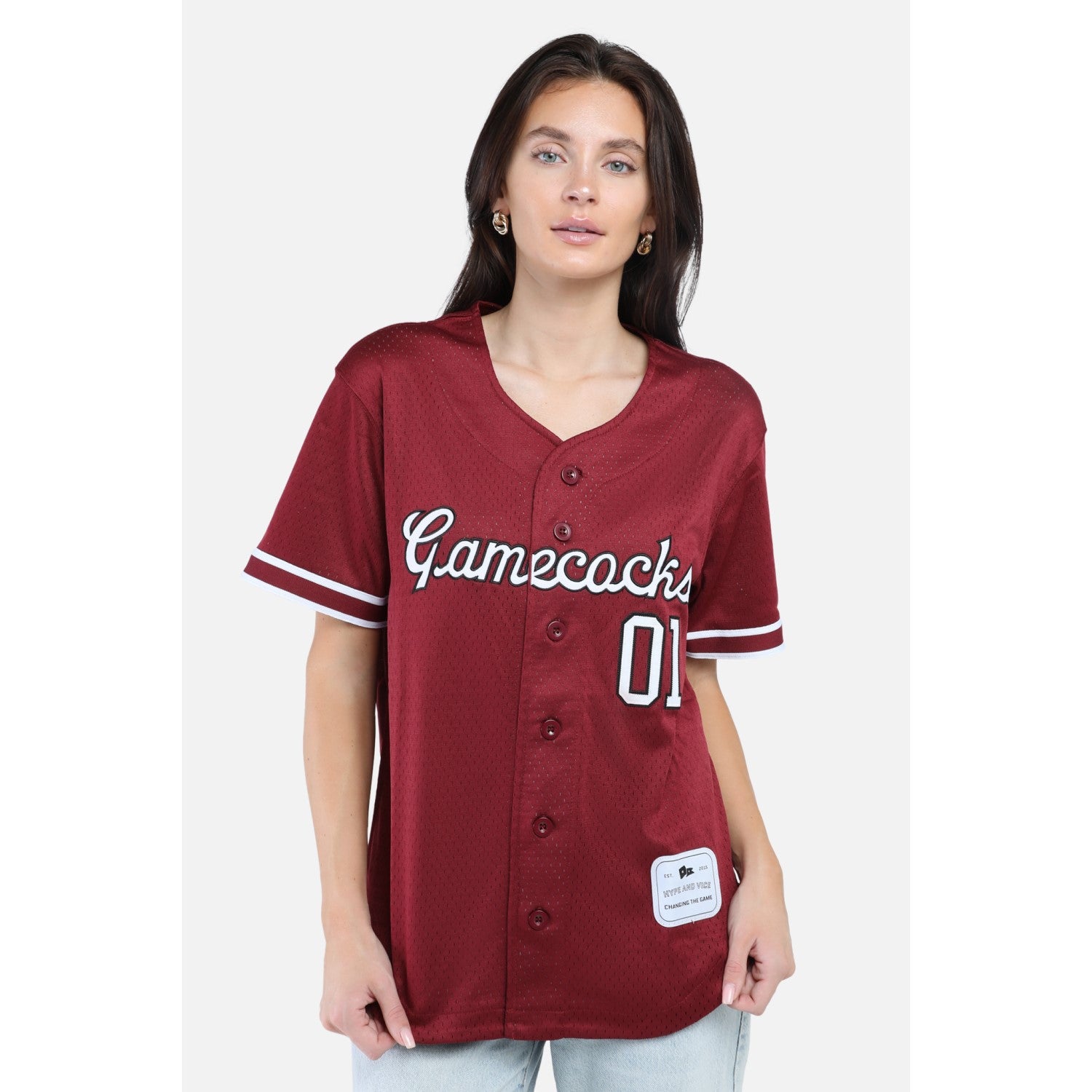 SOUTH CAROLINA GAMECOCKS GARNET BUTTON DOWN LADIES BASEBALL JERSEY SOUTH CAROLINA GAMECOCKS GARNET BUTTON DOWN LADIES BASEBALL JERSEY