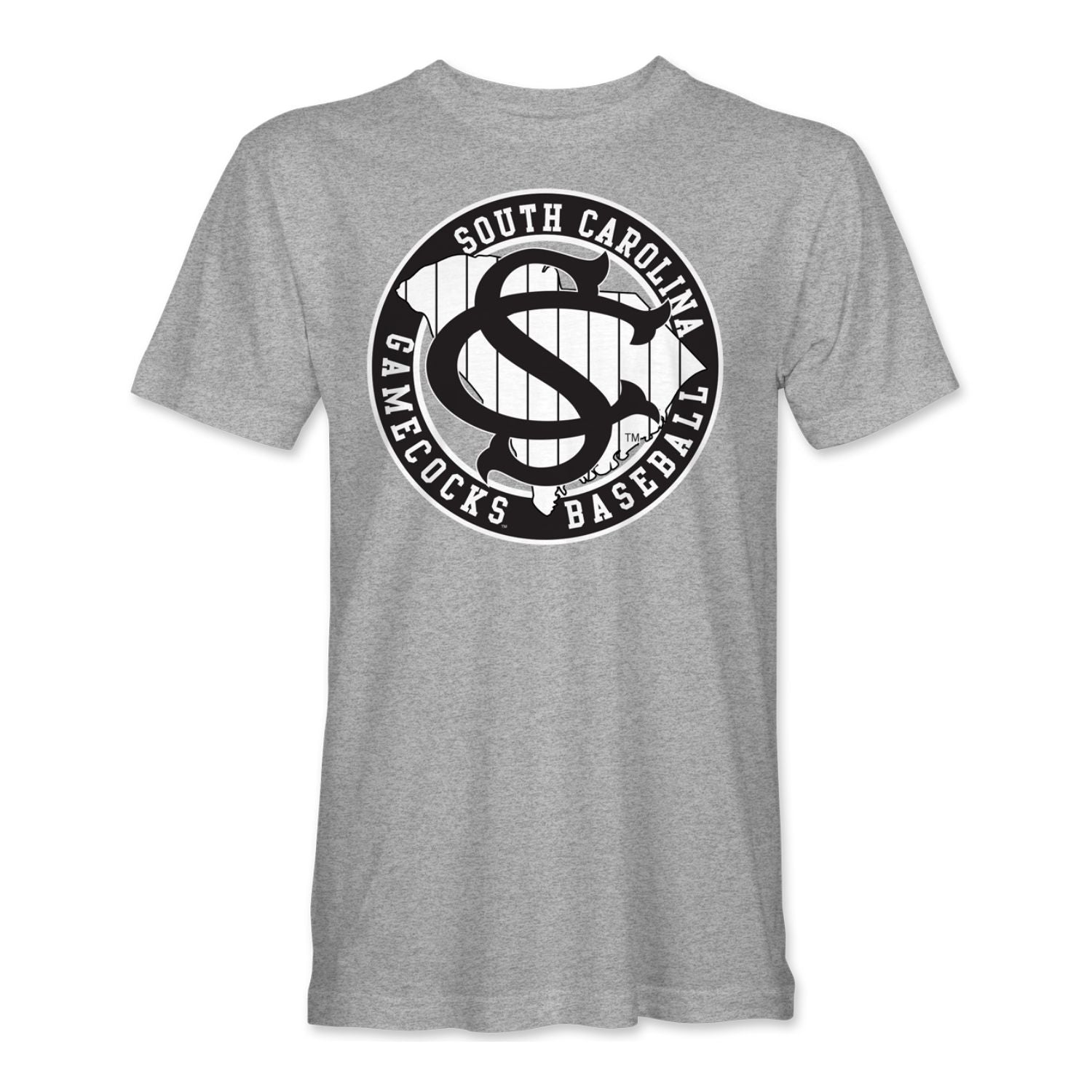 SOUTH CAROLINA GAMECOCKS GRAY PINSTRIPE STATE BASEBALL TEE
