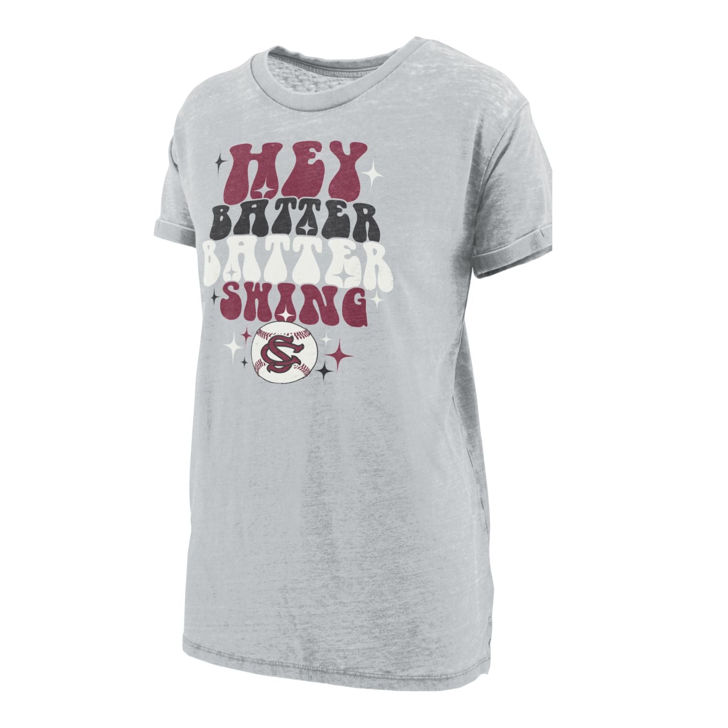 SOUTH CAROLINA GAMECOCKS GRAY BASEBALL LADIES TEE