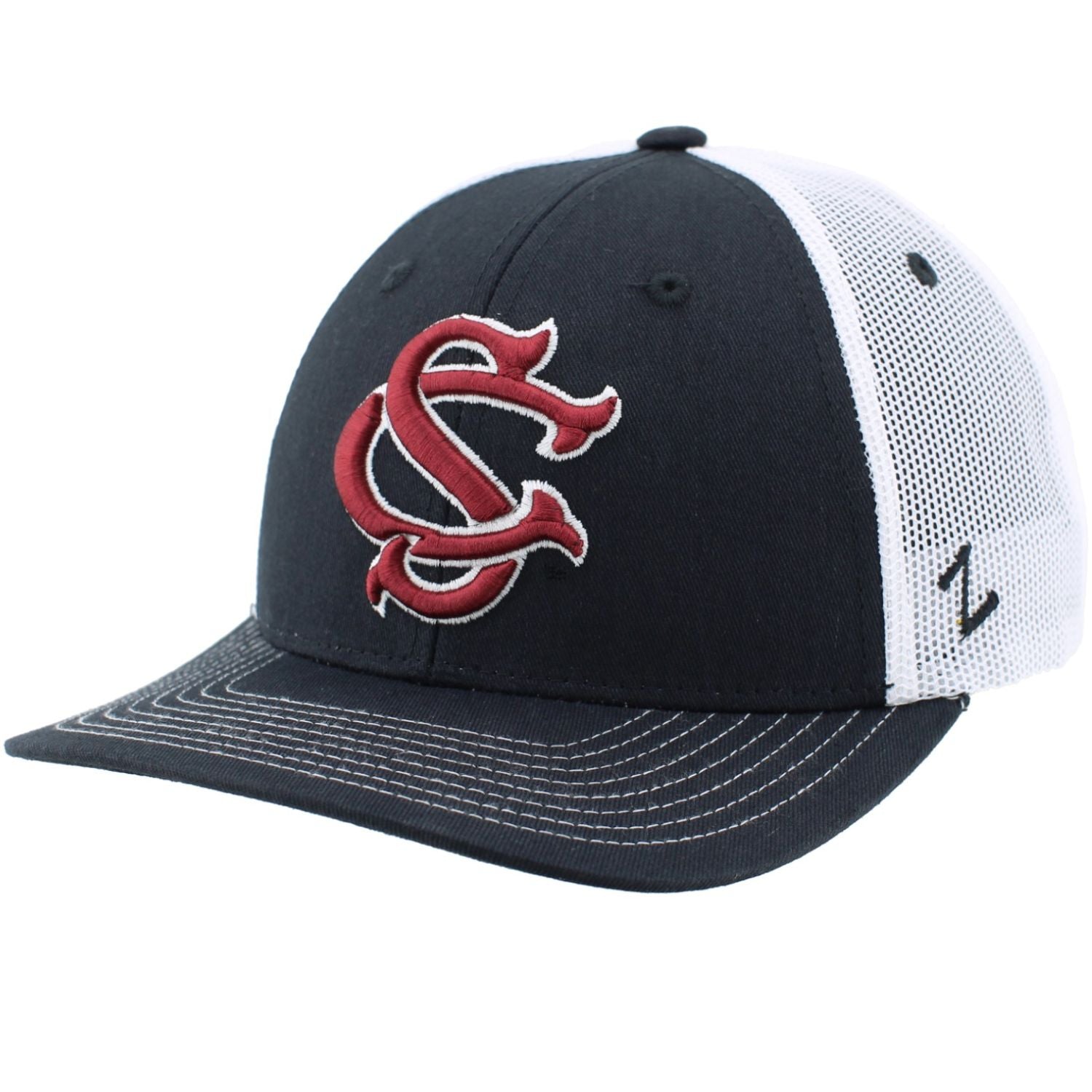 SOUTH CAROLINA GAMECOCKS BLACK INTERLOCK SC TRUCKER HAT