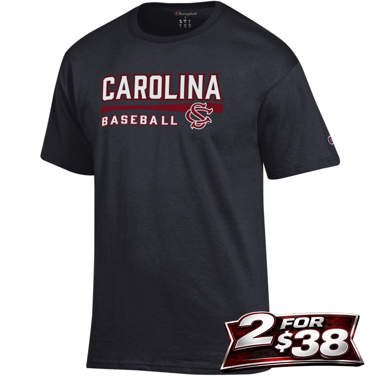 SOUTH CAROLINA GAMECOCKS BLACK CAROLINA BASEBALL BAT TEE