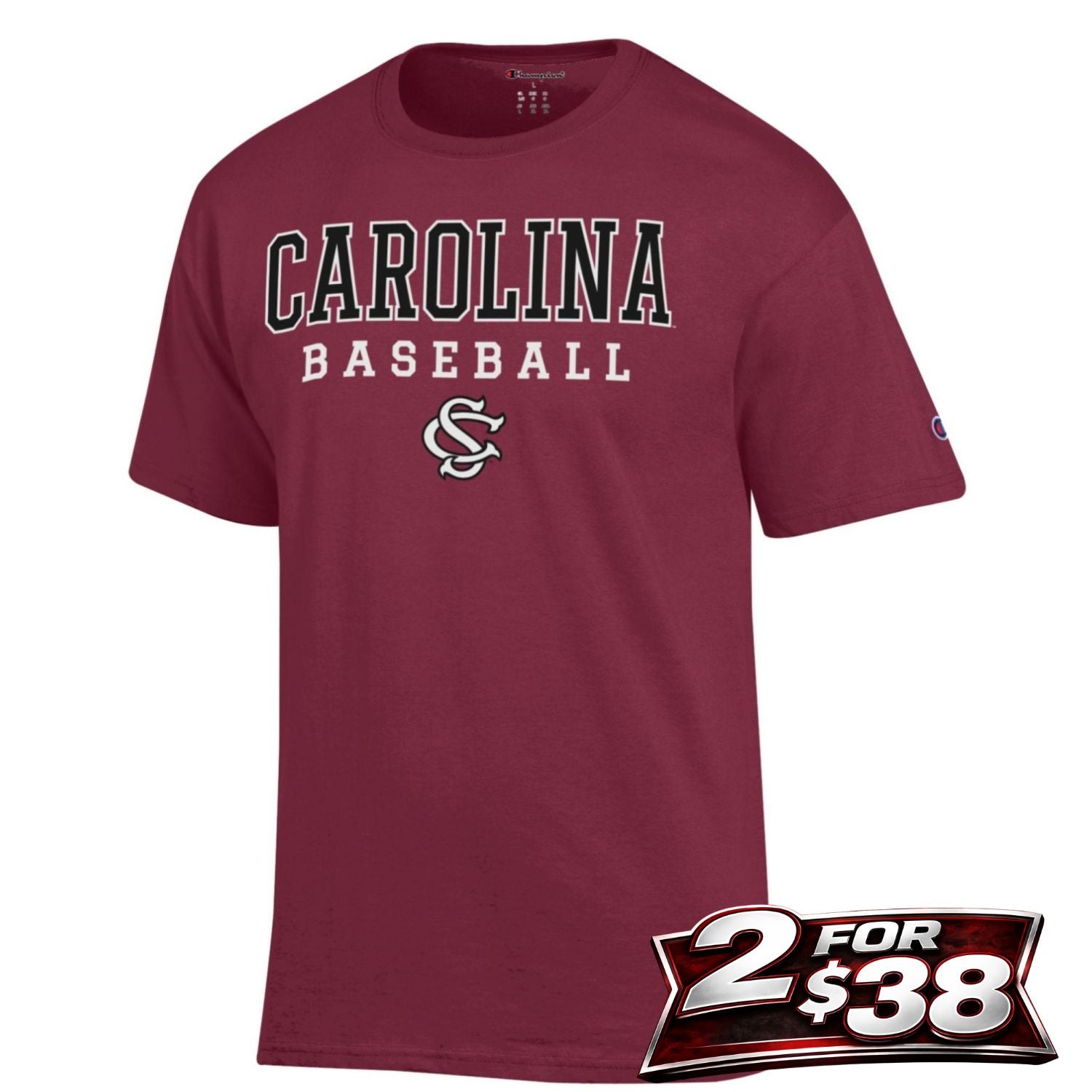SOUTH CAROLINA GAMECOCKS GARNET CAROLINA BASEBALL TEE