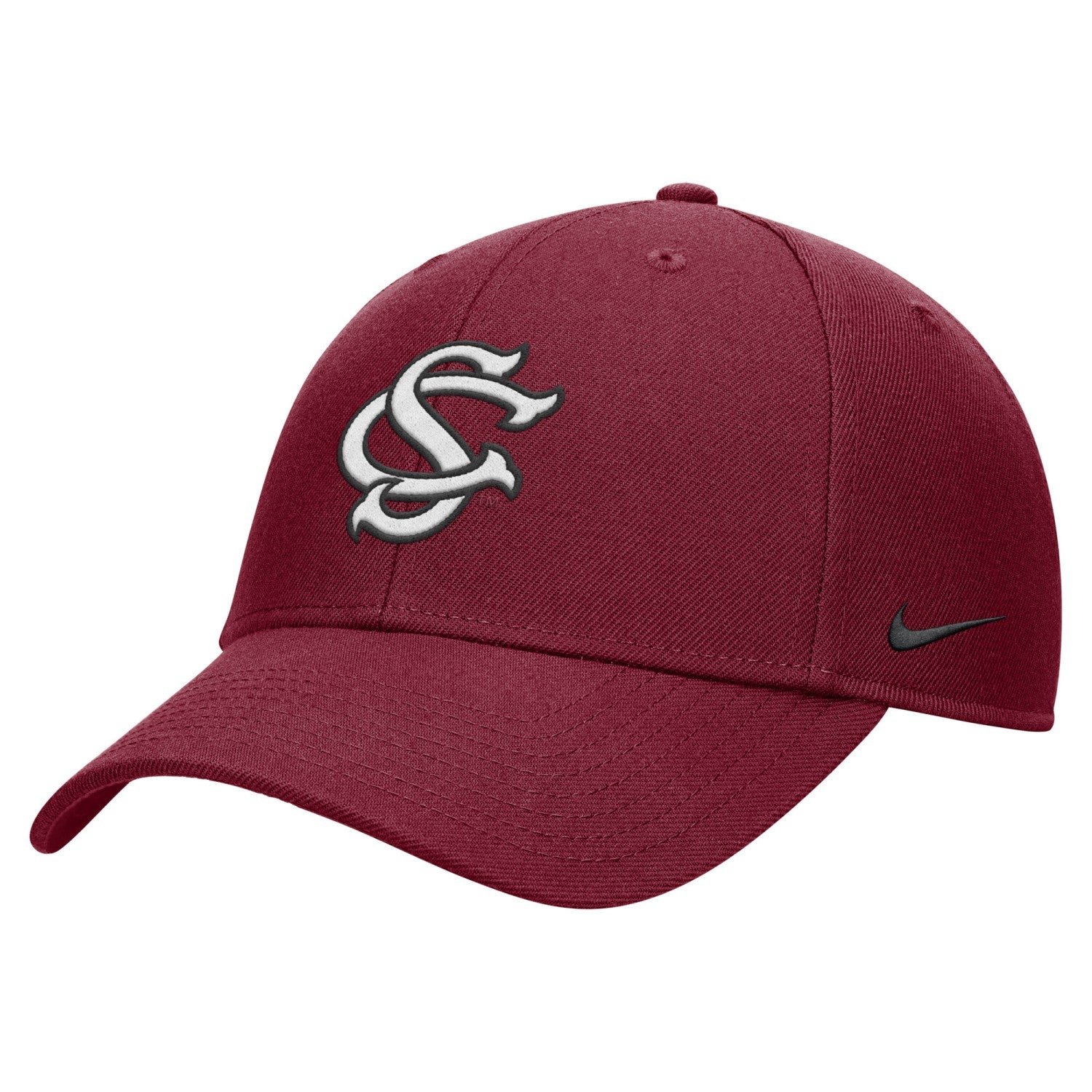 SOUTH CAROLINA GAMECOCKS GARNET WITH WHITE SC NIKE RISE HAT