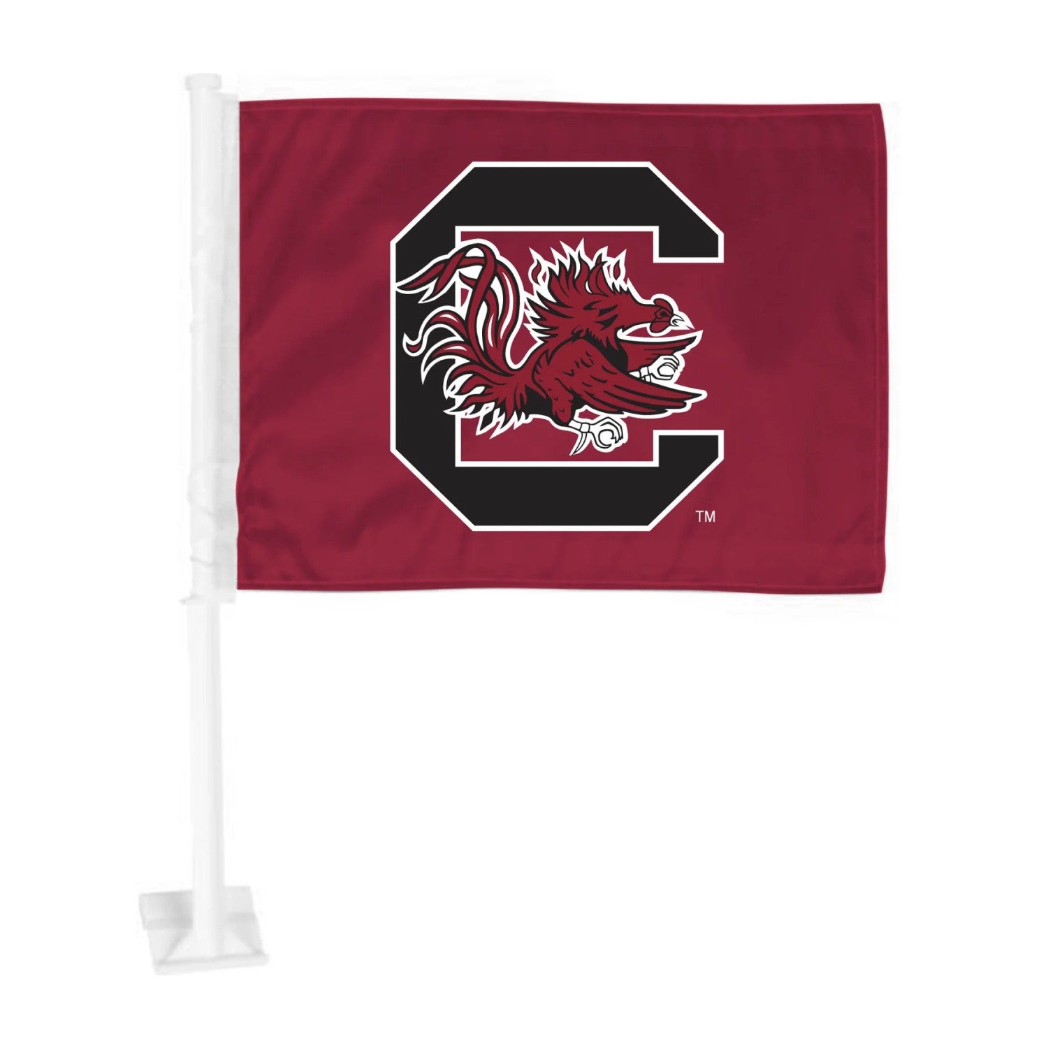 SOUTH CAROLINA GAMECOCKS GARNET BLOCK C CAR FLAG