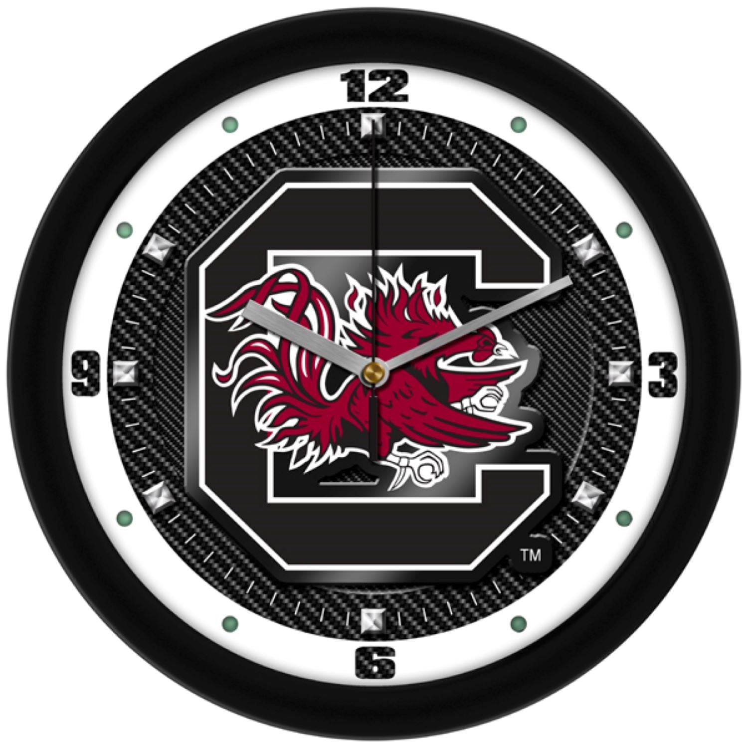 SOUTH CAROLINA GAMECOCKS CARBON FIBER BLOCK C WALL CLOCK