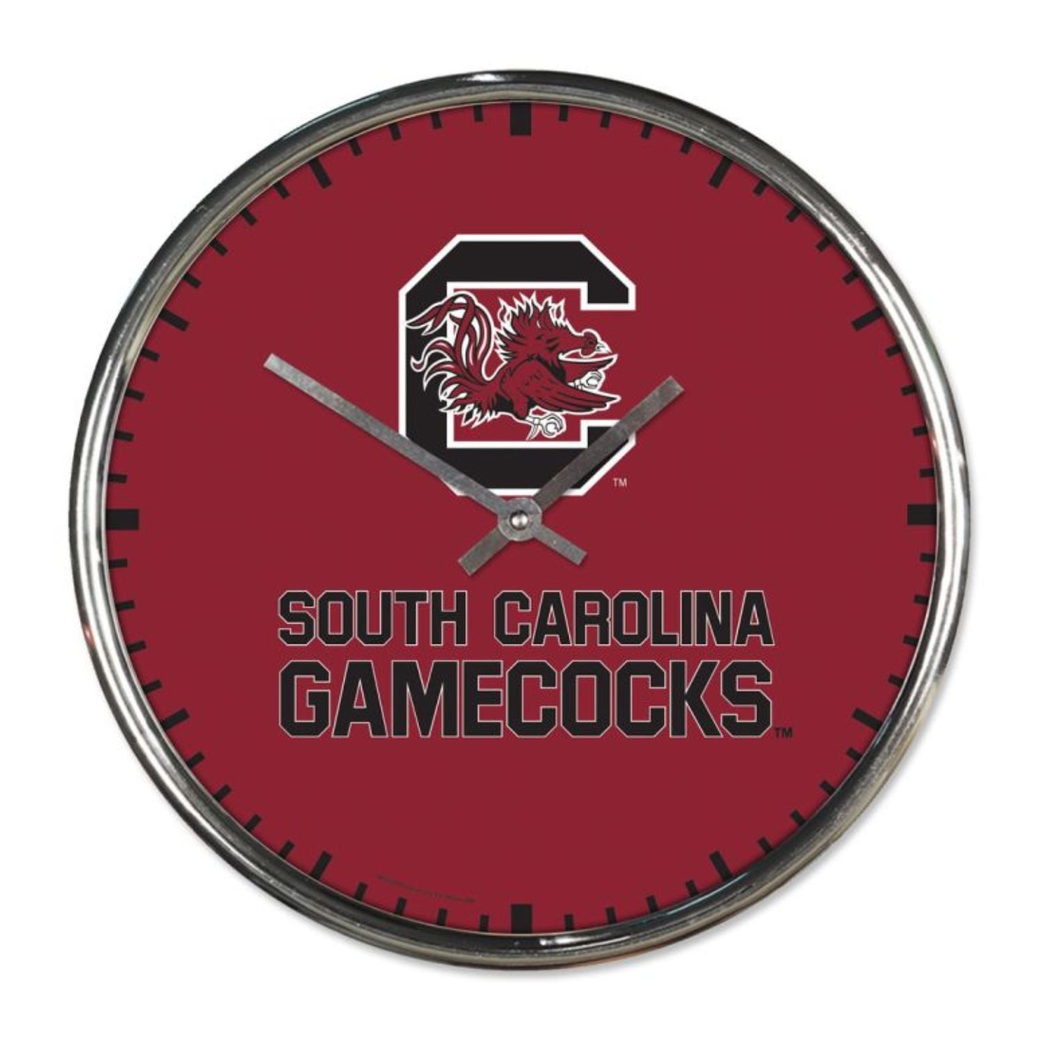 SOUTH CAROLINA GAMECOCKS GARNET AND CHROME CLOCK