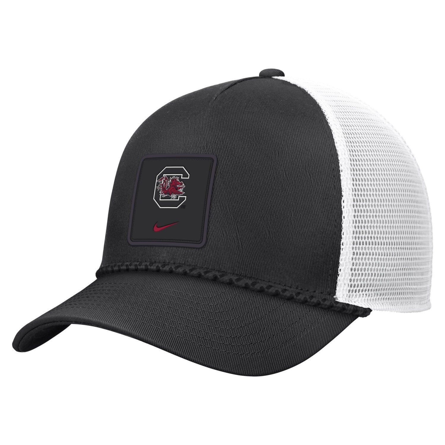 SOUTH CAROLINA GAMECOCKS BLACK BLOCK C PATCH RISE STRUCTURED MESH BACK HAT