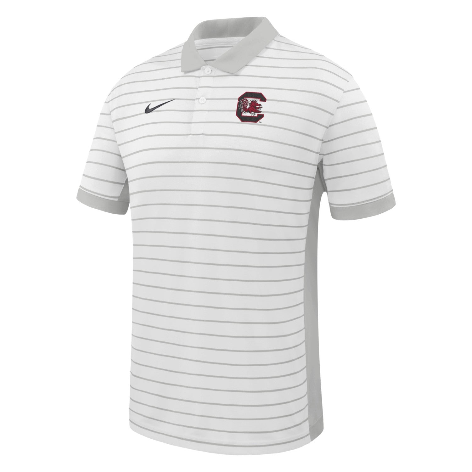 SOUTH CAROLINA GAMECOCKS WHITE NIKE VICTORY STRIPE POLO