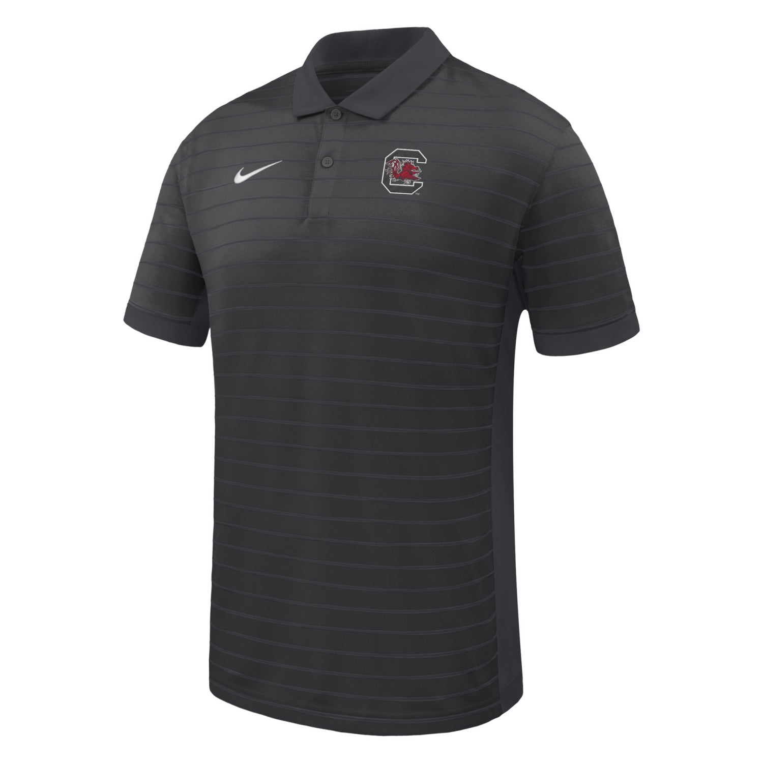 SOUTH CAROLINA GAMECOCKS BLACK NIKE VICTORY STRIPE POLO
