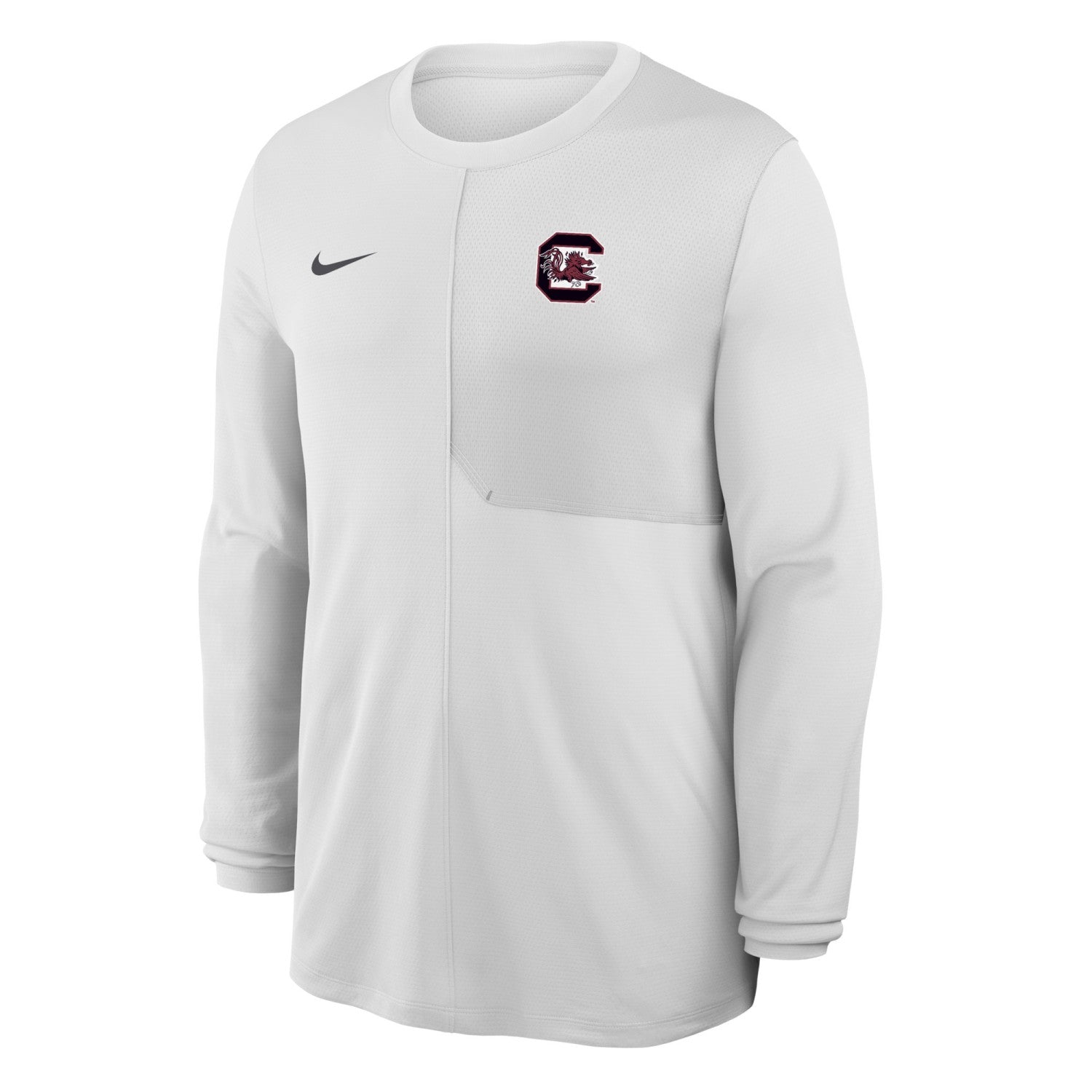 SOUTH CAROLINA GAMECOCKS WHTIE NIKE LONG SLEEVE COACH TOP