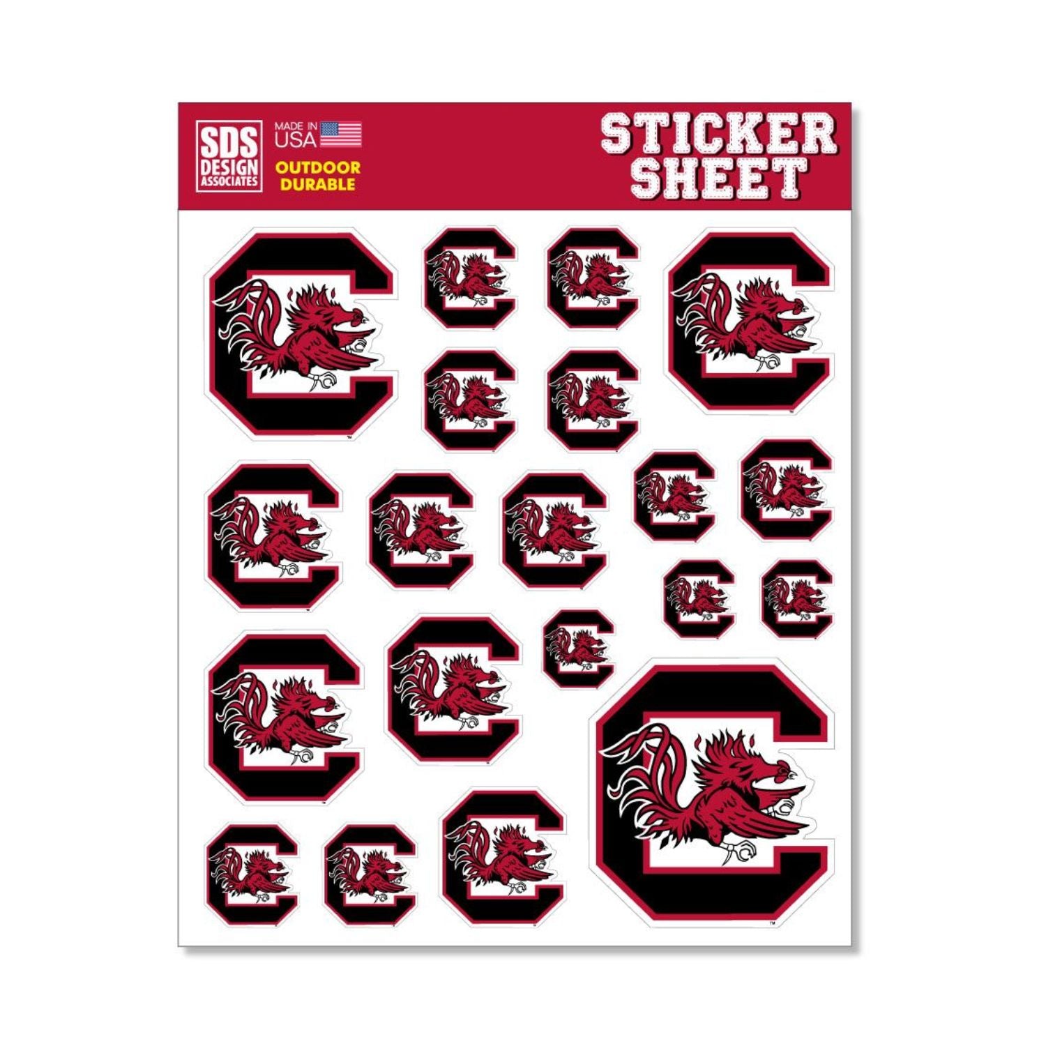 SOUTH CAROLINA GAMECOCKS BLOCK C STICKER SHEET