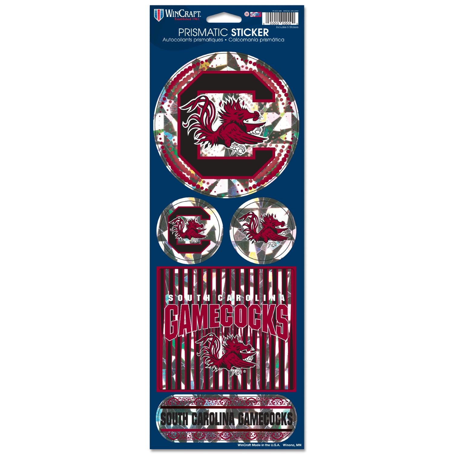 South Carolina Gamecocks Prismatic Decal Sheet 4"x11"
