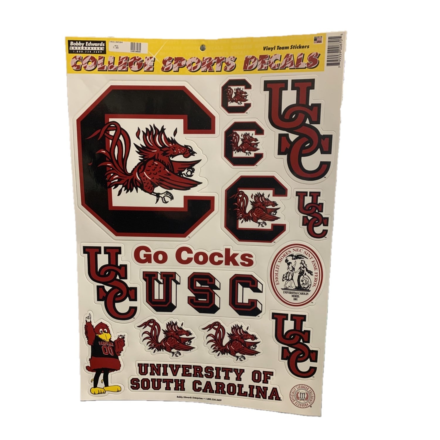 SOUTH CAROLINA GAMECOCKS DECAL SHEET