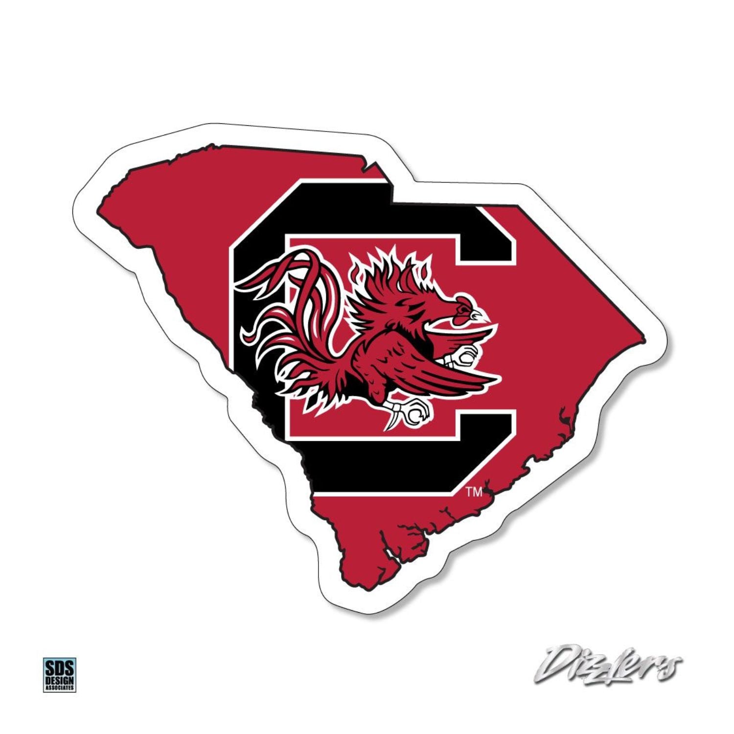 SOUTH CAROLINA 12&quot; GARNET BLOCK C IN STATE DECAL