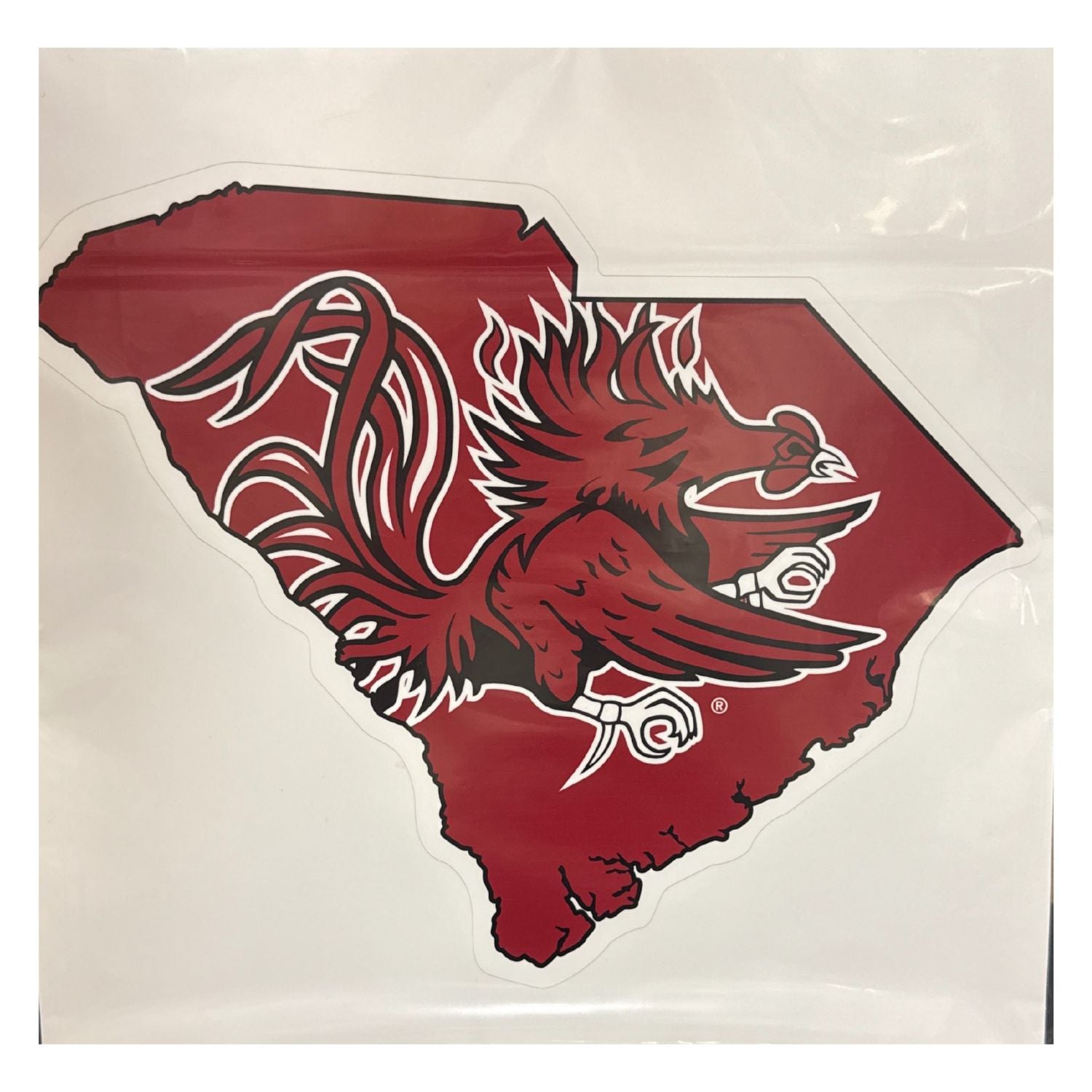 SOUTH CAROLINA GAMECOCKS GARNET 12" STATE WITH GAMECOCK DECAL