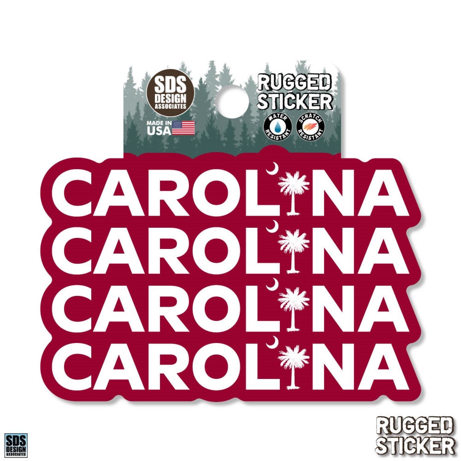 3.5" CAROLINA WITH PALM TREE RUGGED STICKER