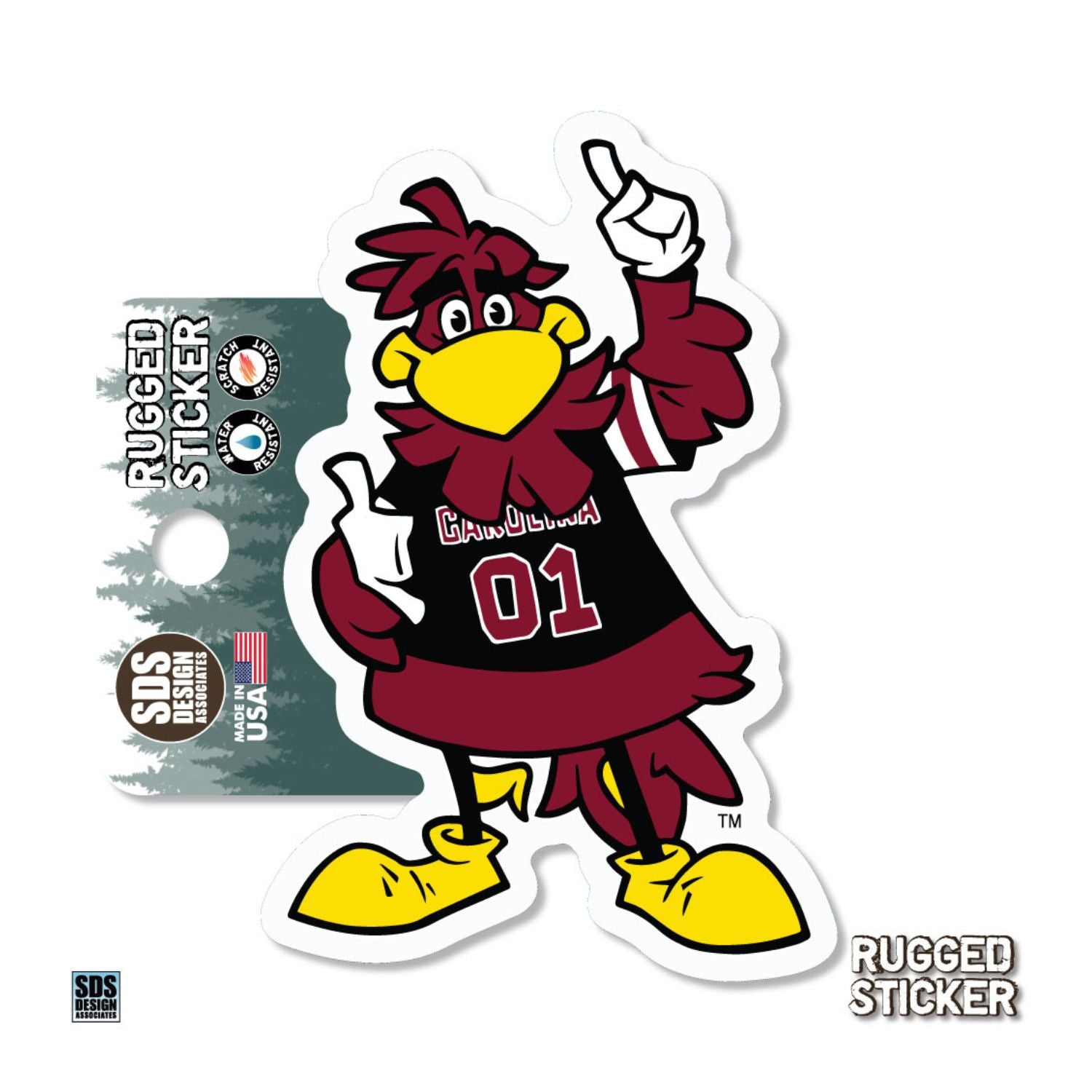 SOUTH CAROLINA GAMECOCKS 3.5&quot; COCKY THUMBS UP RUGGED STICKER