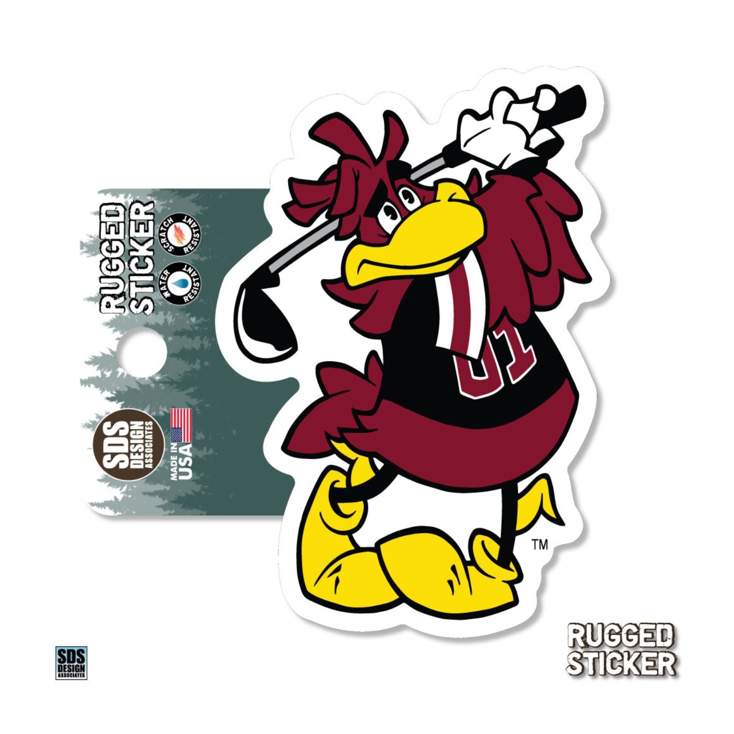 SOUTH CAROLINA GAMECOCKS 3.5&quot; COCKY GOLFING RUGGED STICKER