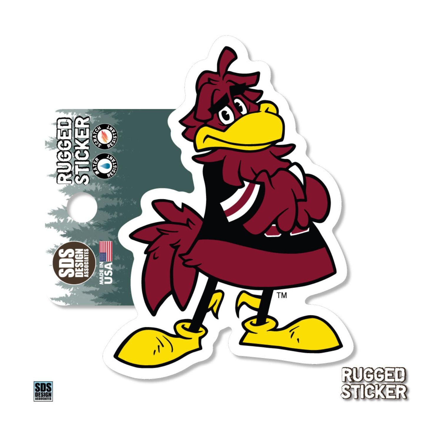 SOUTH CAROLINA GAMECOCKS 3.5" COCKY CROSSED ARMS RUGGED STICKER
