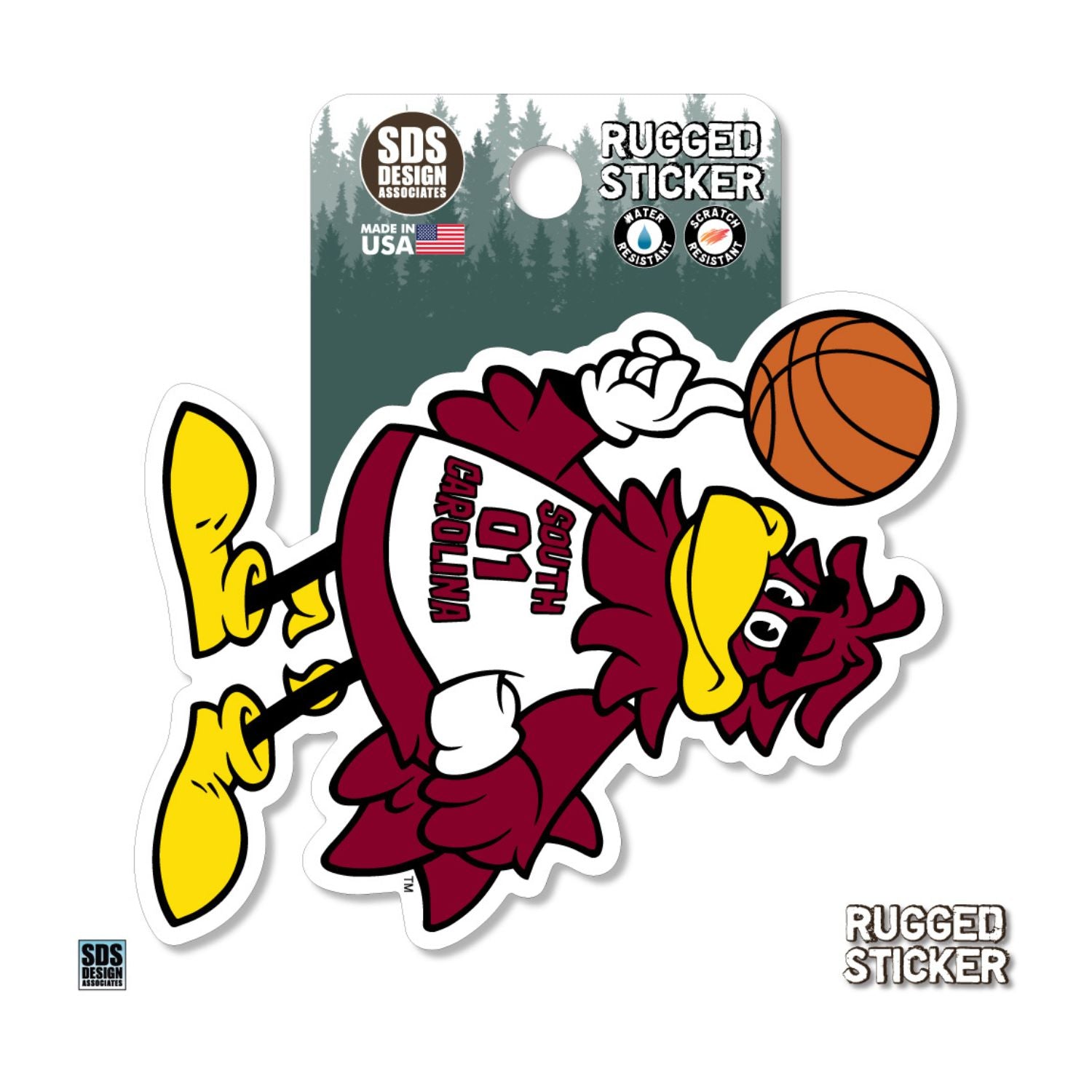 SOUTH CAROLINA GAMECOCKS 3.5&quot; BASKETBALL COCKY RUGGED STICKER