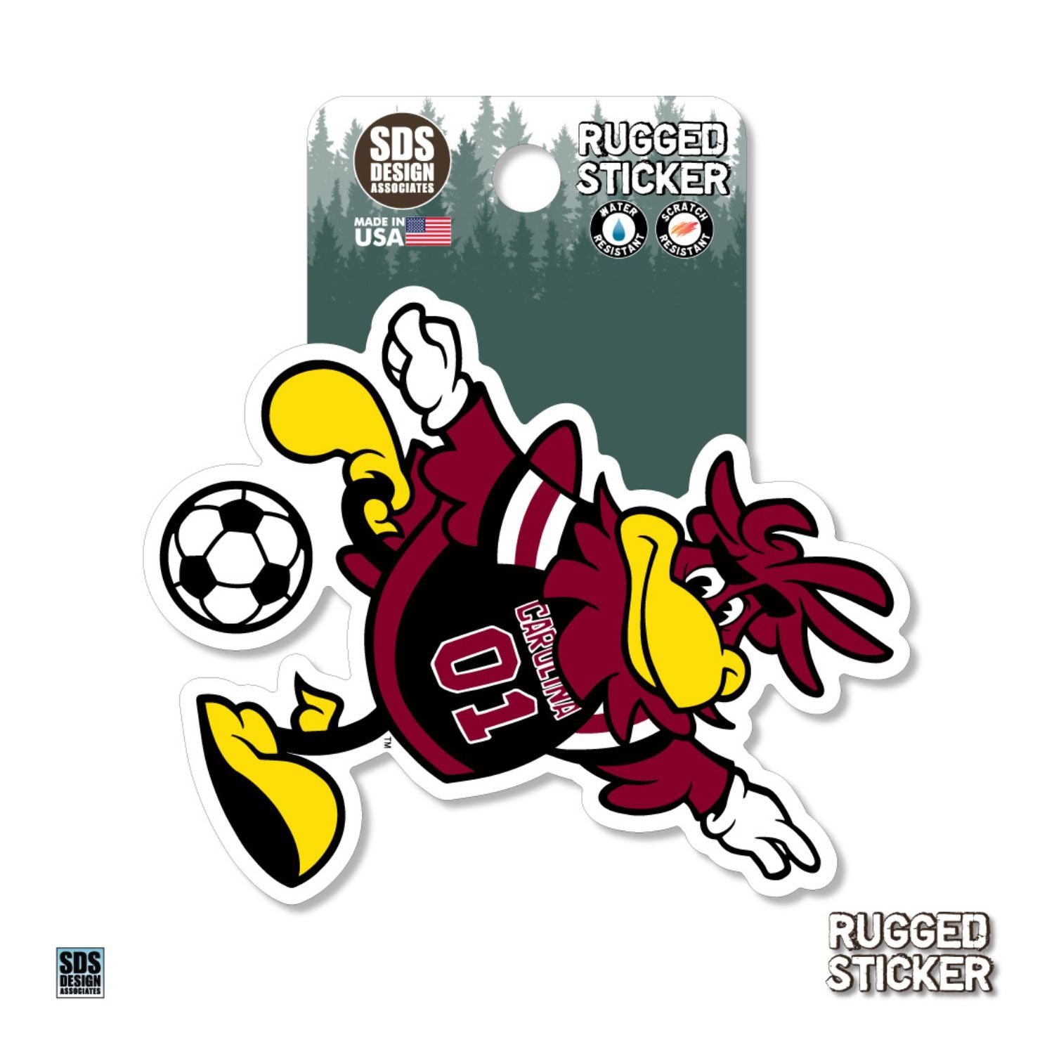 SOUTH CAROLINA GAMECOCKS 3.5" SOCCER COCKY RUGGED STICKER