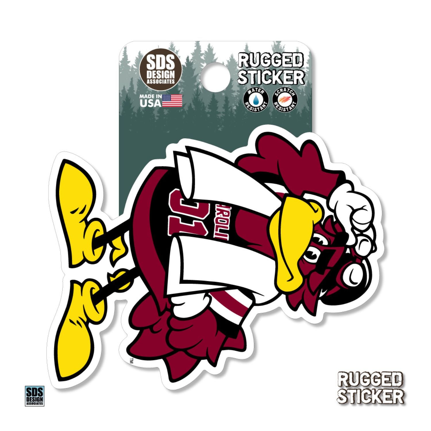 SOUTH CAROLINA GAMECOCKS 3.5&quot; COCKY SWIMMING RUGGED STICKER