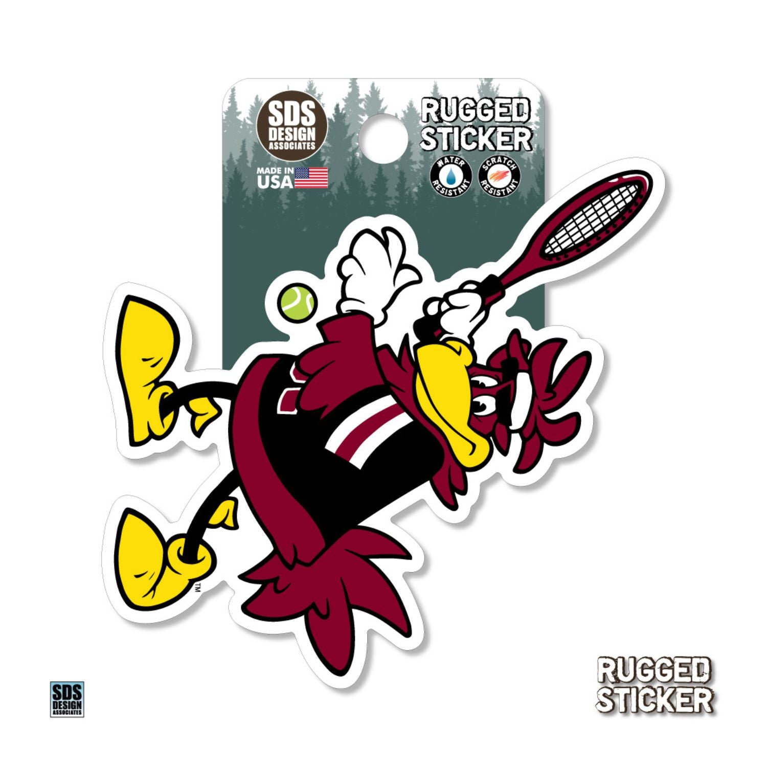 SOUTH CAROLINA GAMECOCKS 3.5&quot; COCKY TENNIS RUGGED STICKER