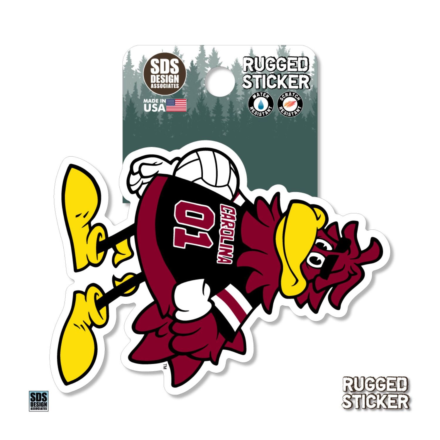 SOUTH CAROLINA GAMECOCKS 3.5&quot; COCKY VOLLEYBALL RUGGED STICKER