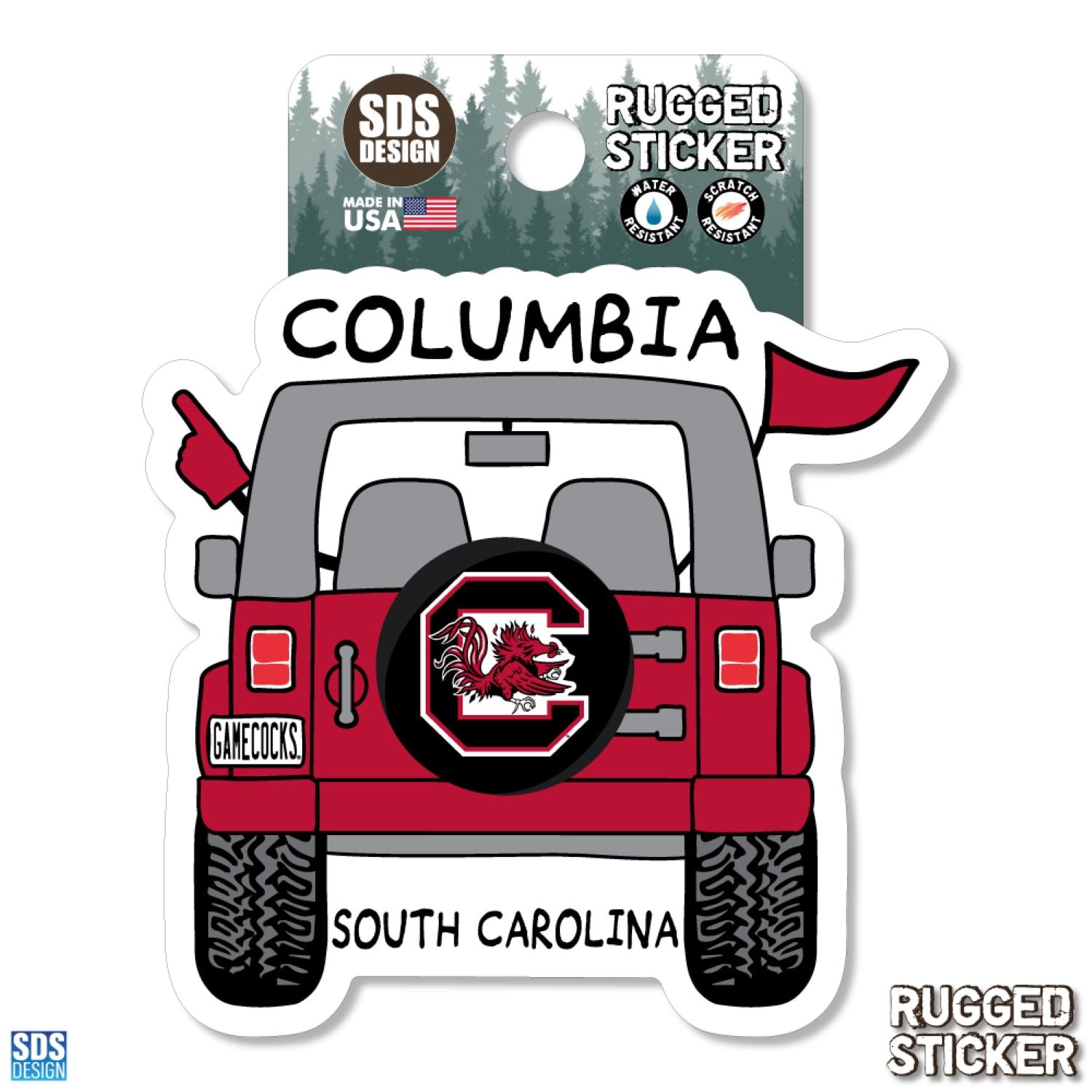 SOUTH CAROLINA GAMECOCKS 3.5" JEEP RUGGED STICKER