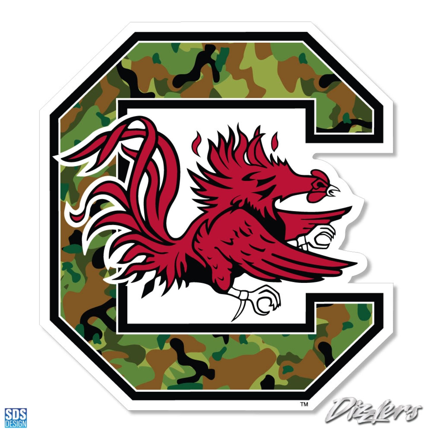 SOUTH CAROLINA GAMECOCKS 3" CAMO BLOCK C DIZZLER DECAL
