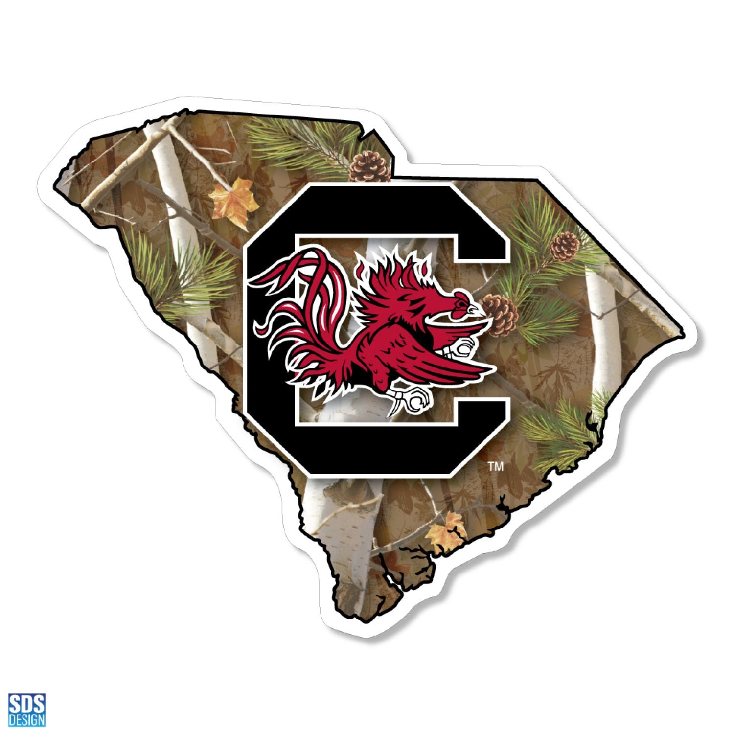 SOUTH CAROLINA GAMECOCKS 6" CAMO STATE DECAL