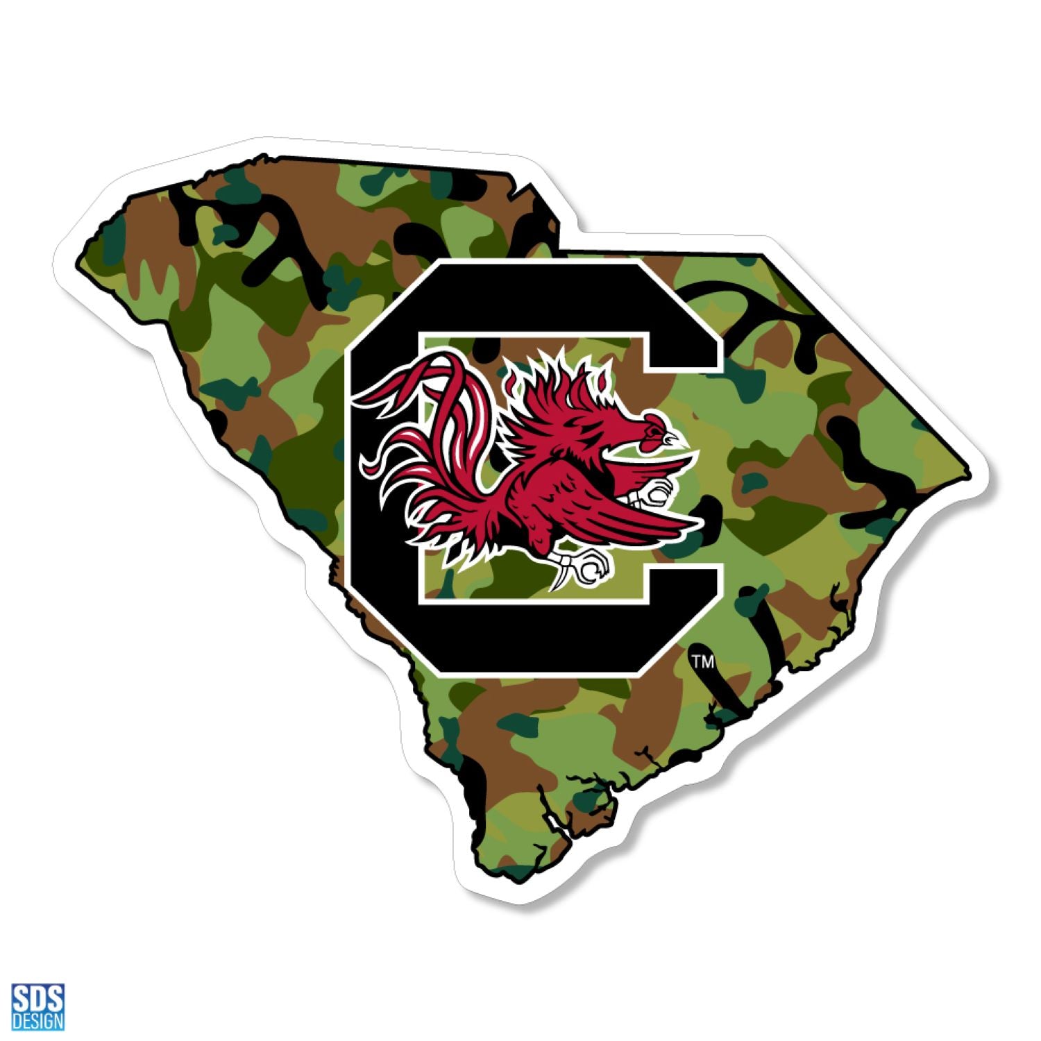 SOUTH CAROLINA GAMECOCKS 6" CAMO STATE BLOCK C DECAL